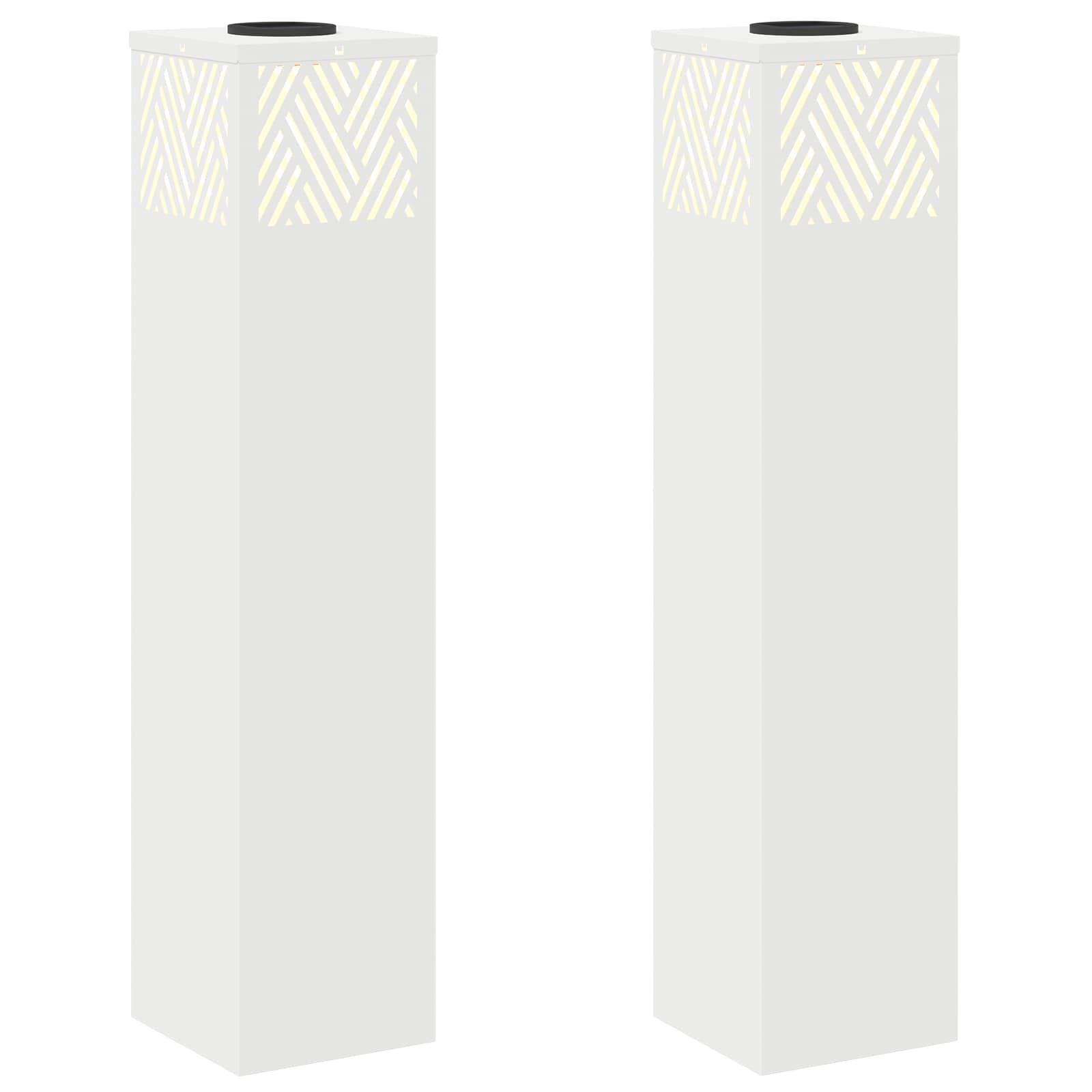 Solar LED Pathway Light 2 pcs White Cold Rolled Steel