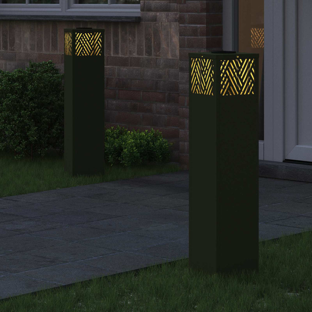 Solar LED Pathway Light 2 pcs Olive Green Cold Rolled Steel