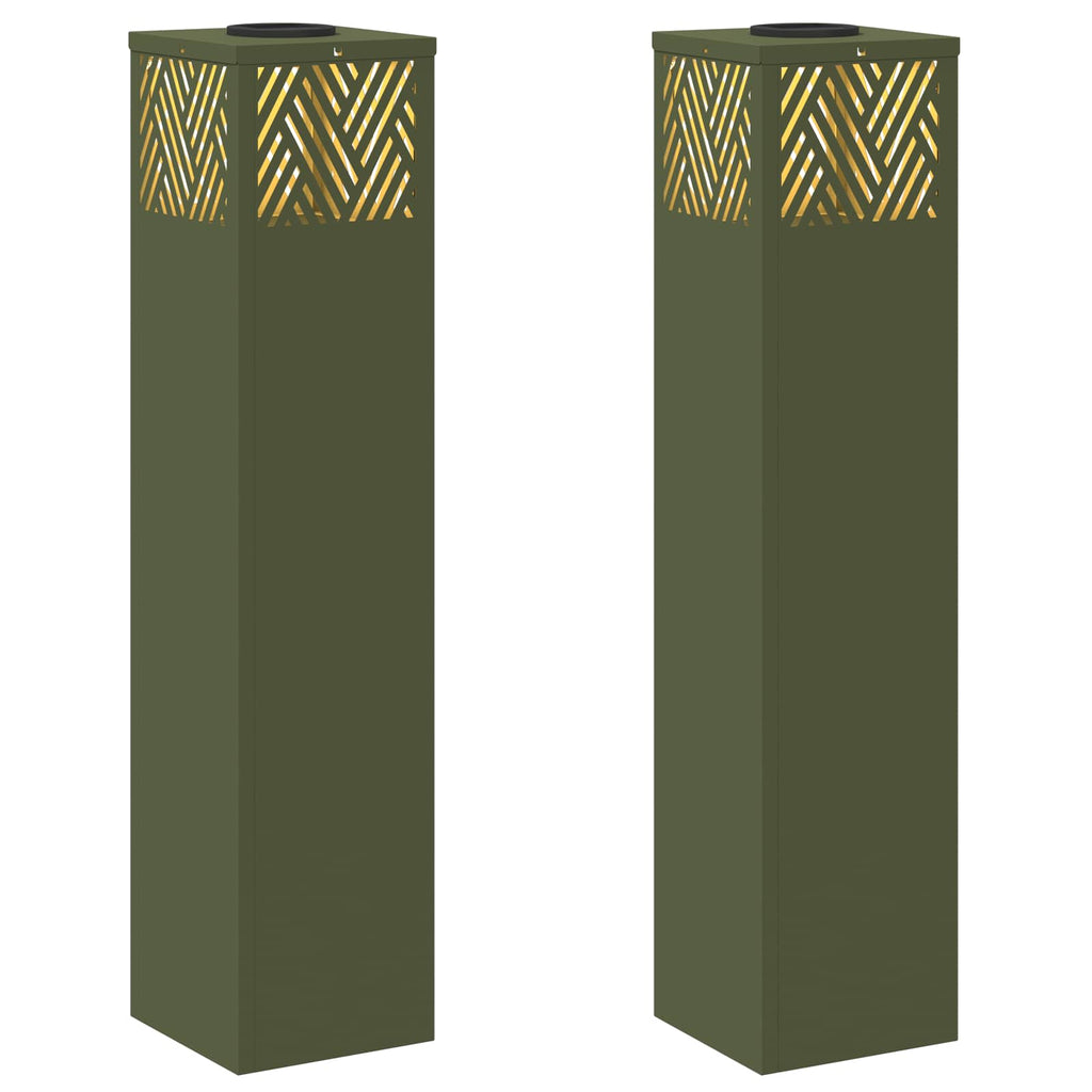 Solar LED Pathway Light 2 pcs Olive Green Cold Rolled Steel