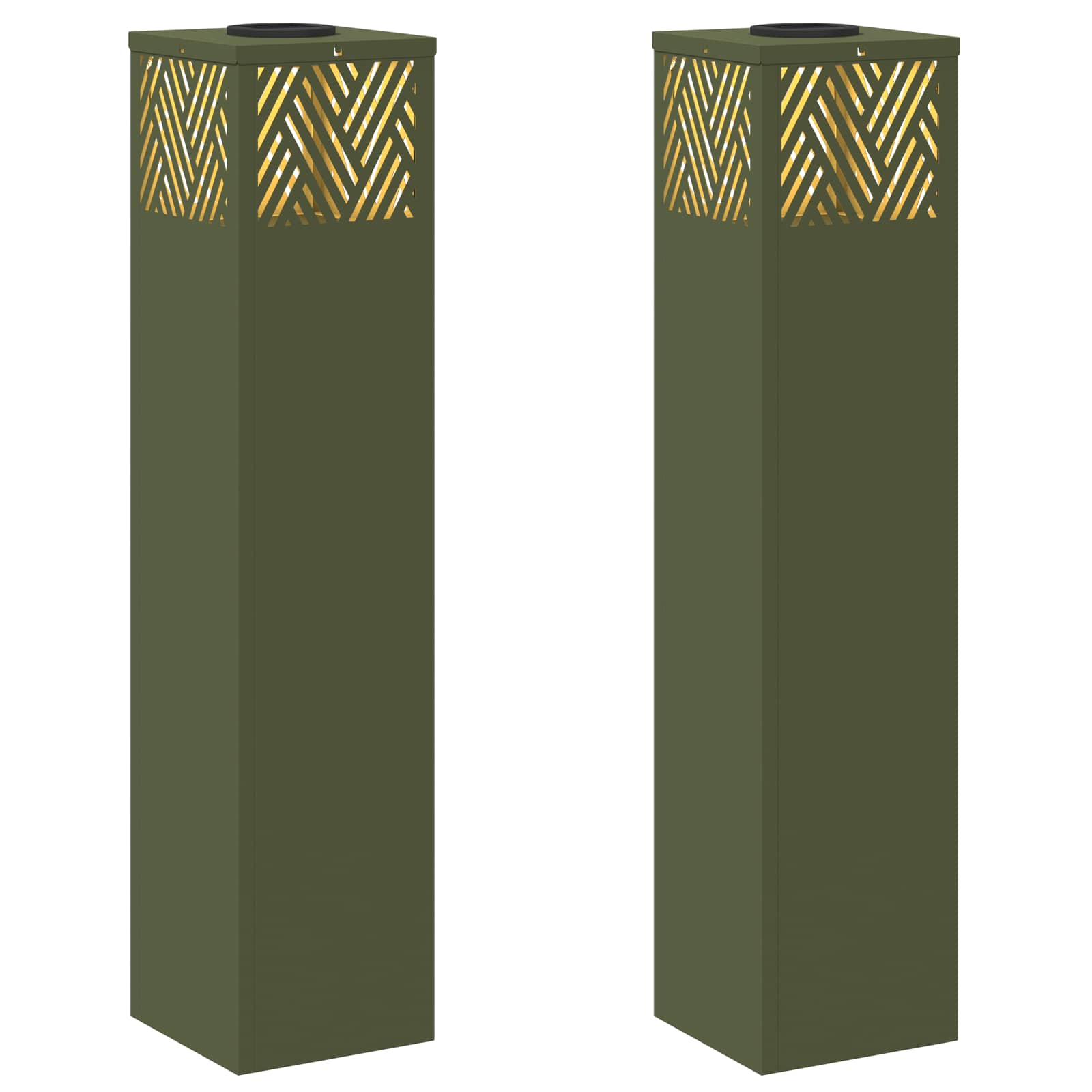 Solar LED Pathway Light 2 pcs Olive Green Cold Rolled Steel