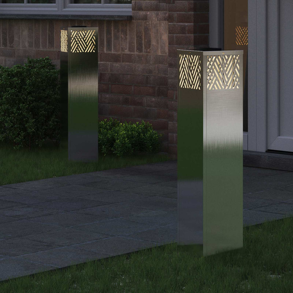 Solar LED Pathway Light 2 pcs Stainless Steel Stainless Steel