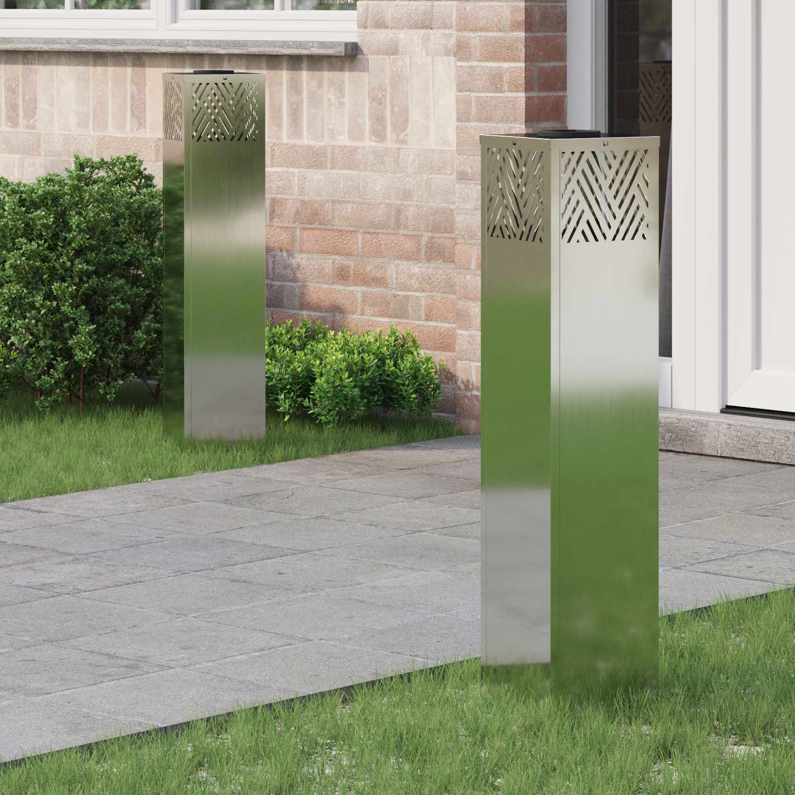 Solar LED Pathway Light Herringbone 2 pcs Galvanized Galvanized