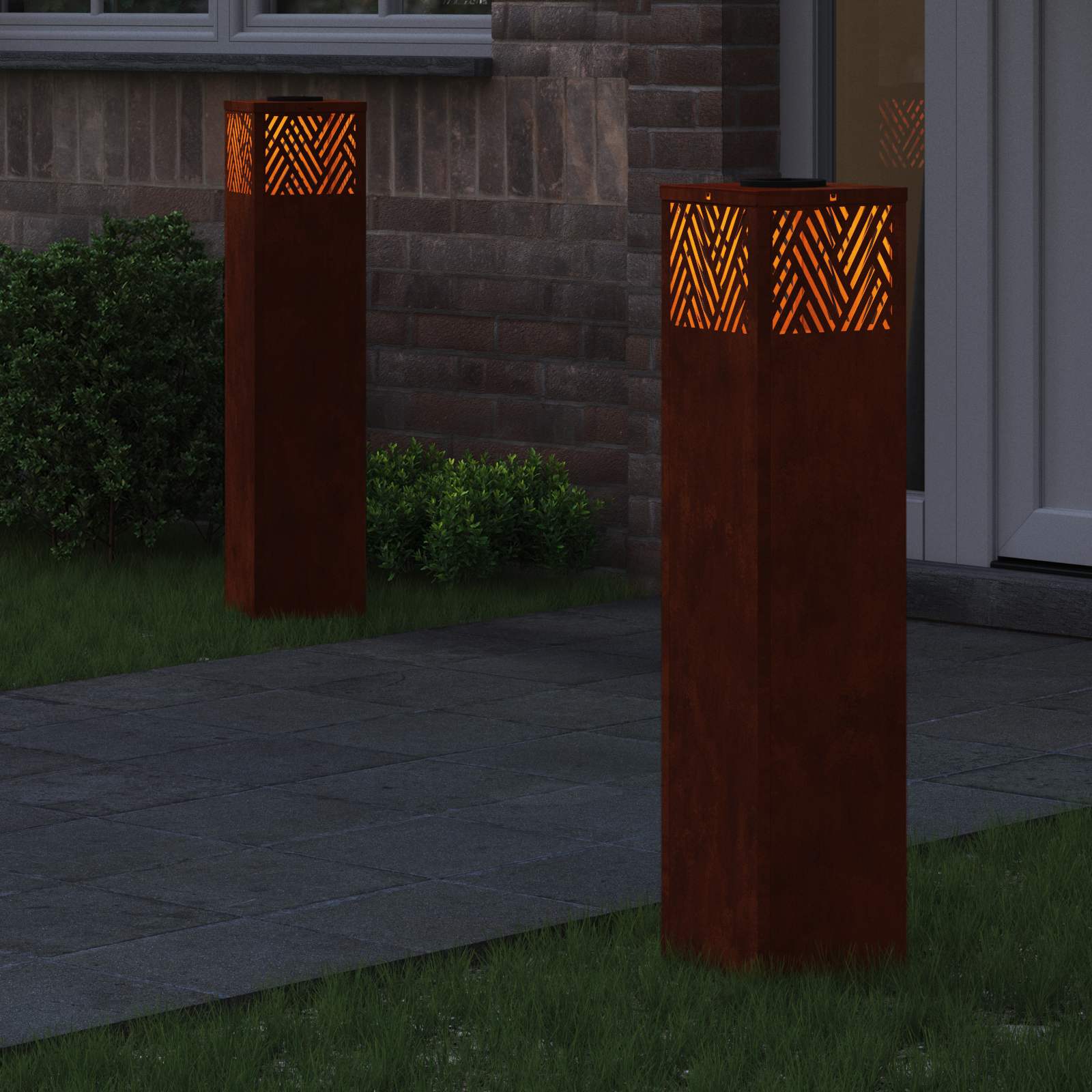 Solar LED Pathway Light 2 pcs Corten Steel Corten Steel