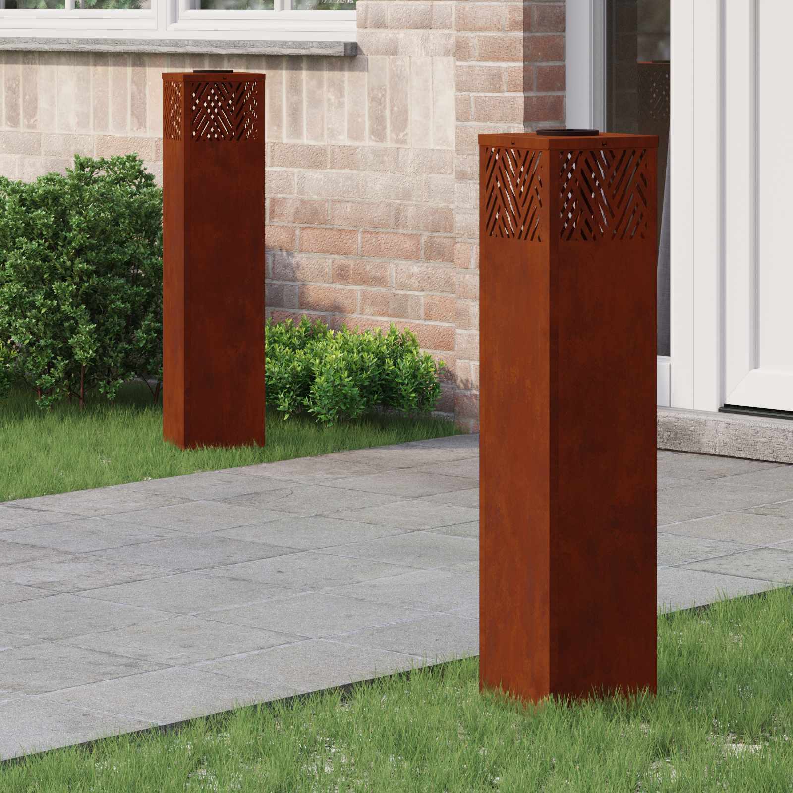 Solar LED Pathway Light 2 pcs Corten Steel Corten Steel