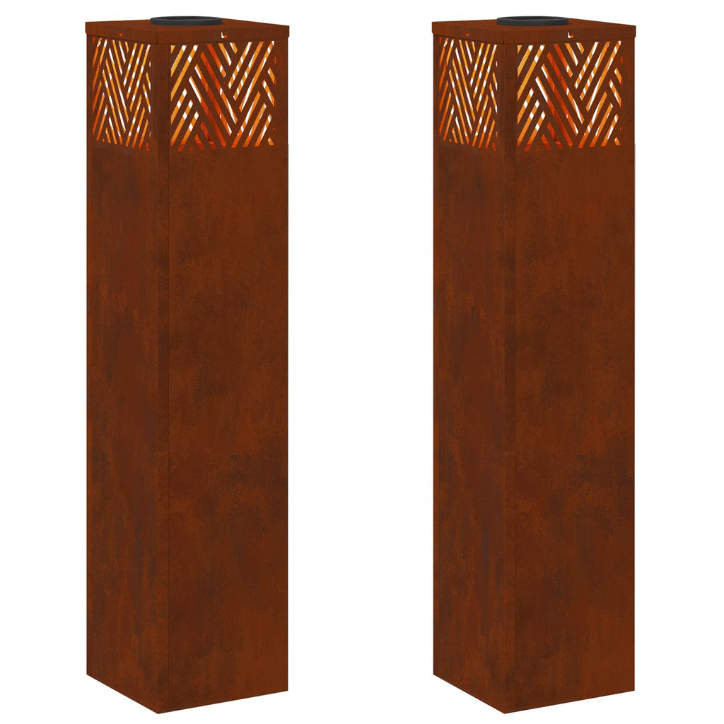 Solar LED Pathway Light 2 pcs Corten Steel Corten Steel