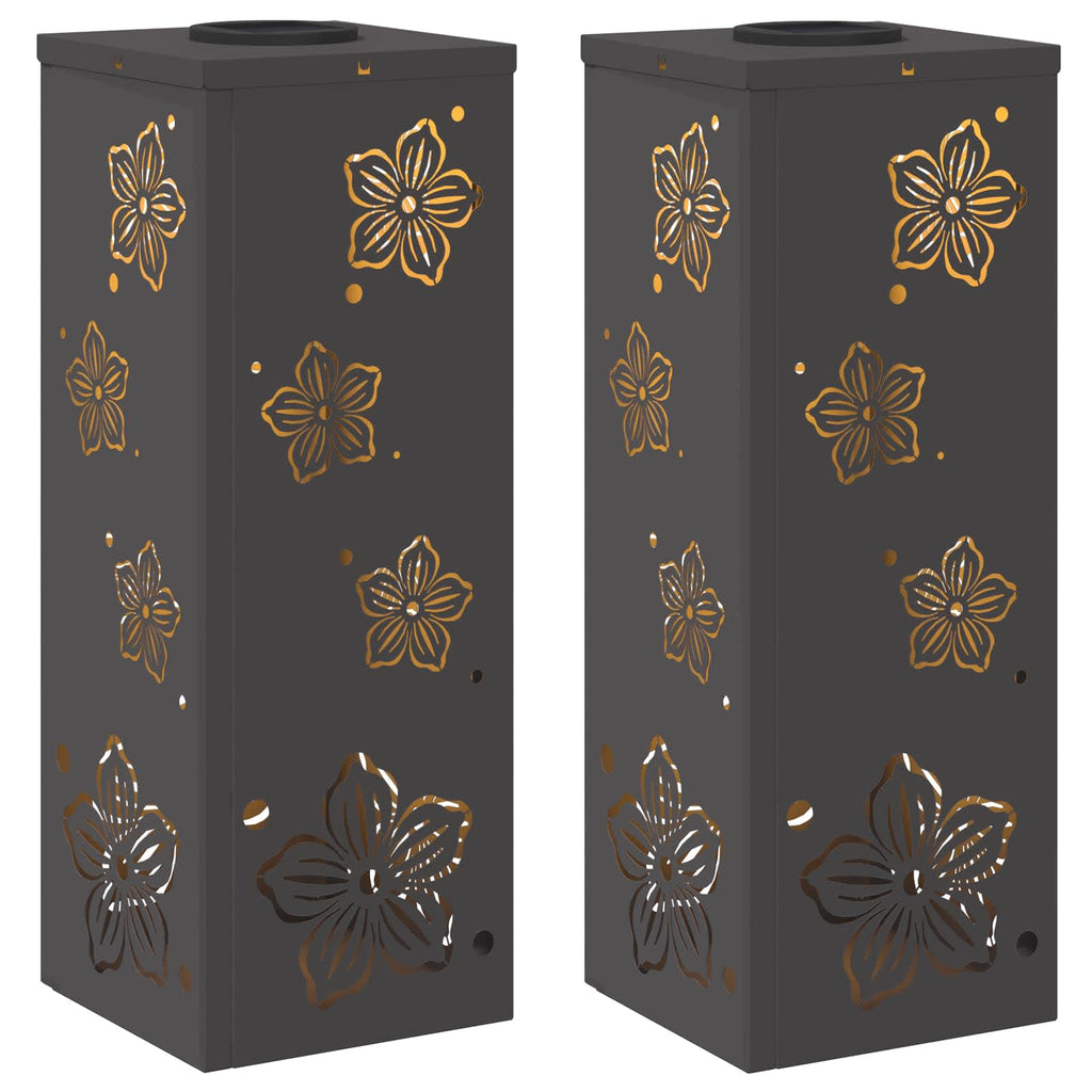 Solar LED Pathway Light 2 pcs Black Cold Rolled Steel