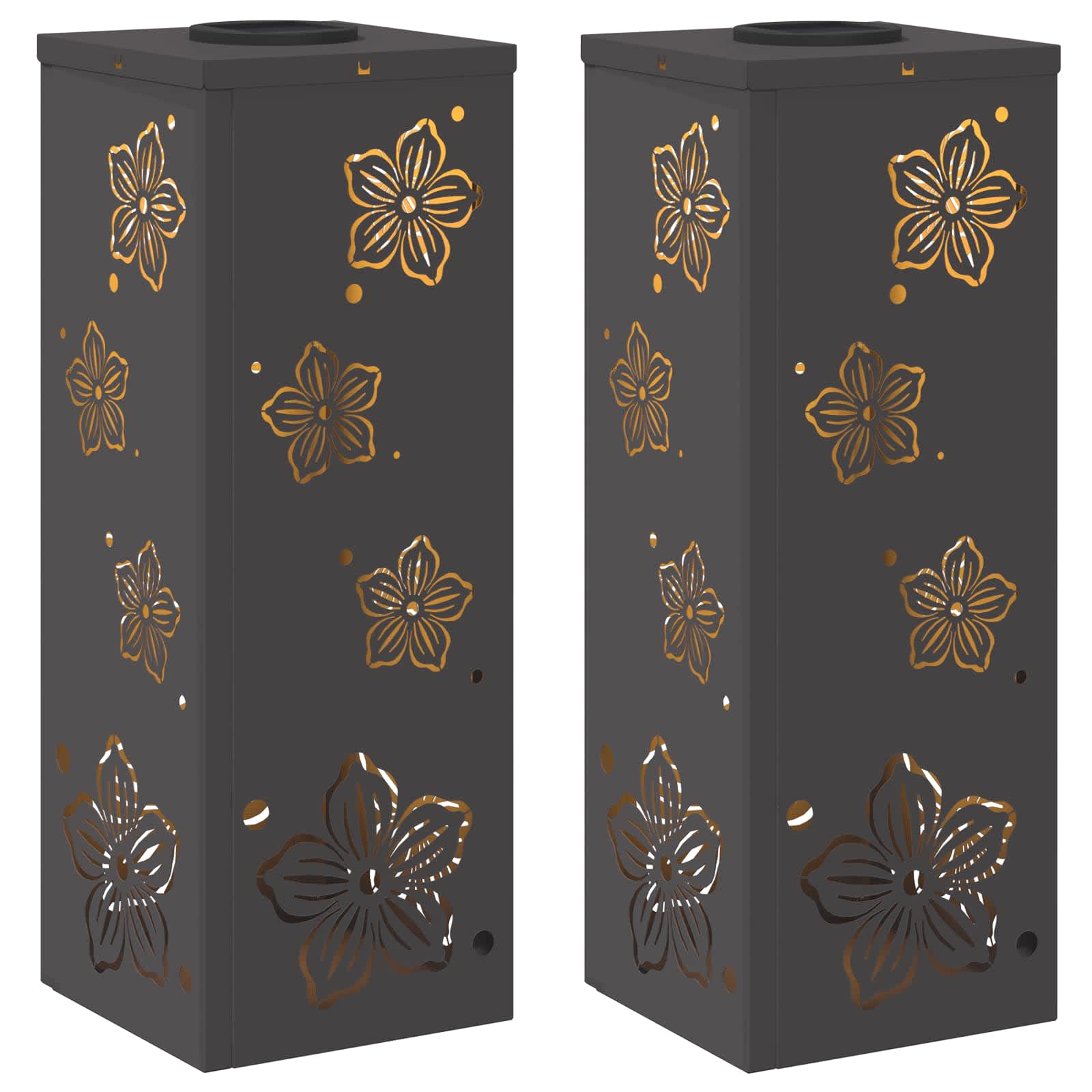 Solar LED Pathway Light 2 pcs Black Cold Rolled Steel