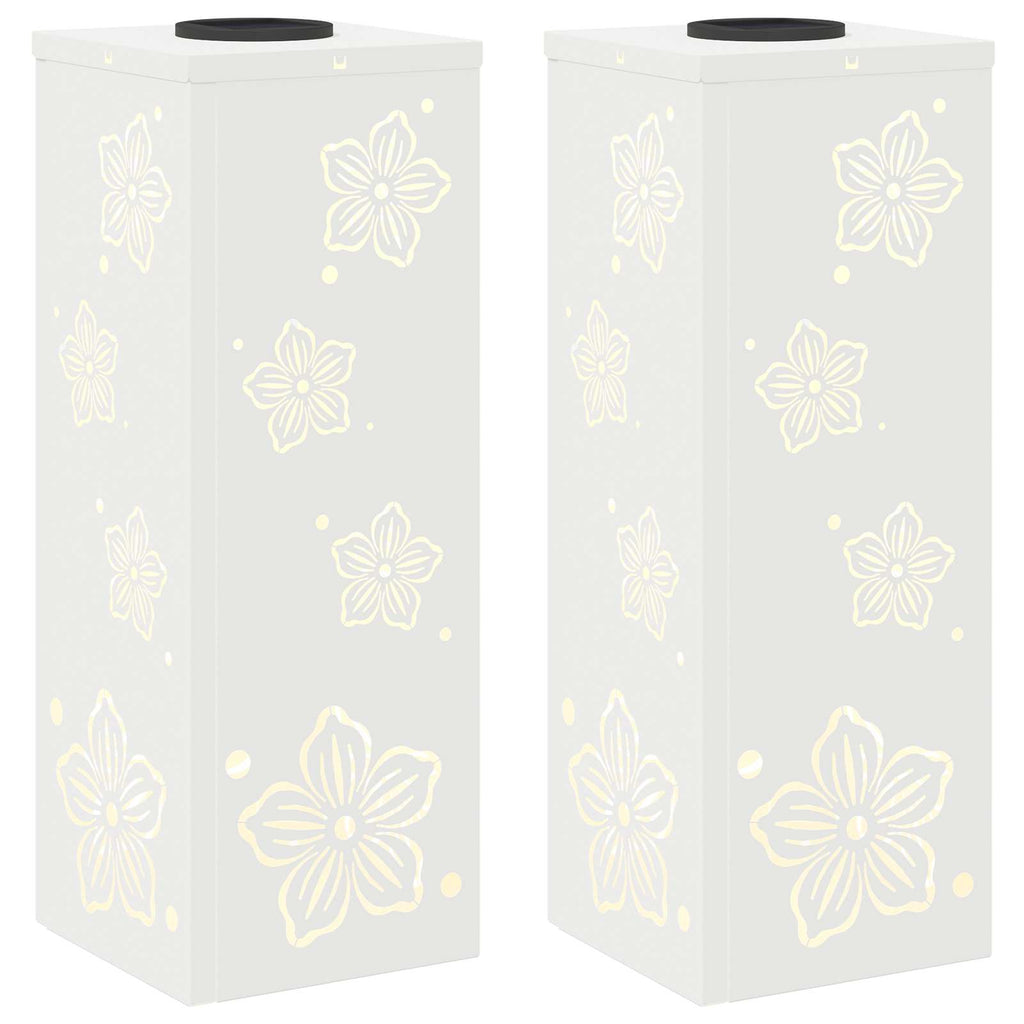 Solar LED Pathway Light 2 pcs White Cold Rolled Steel