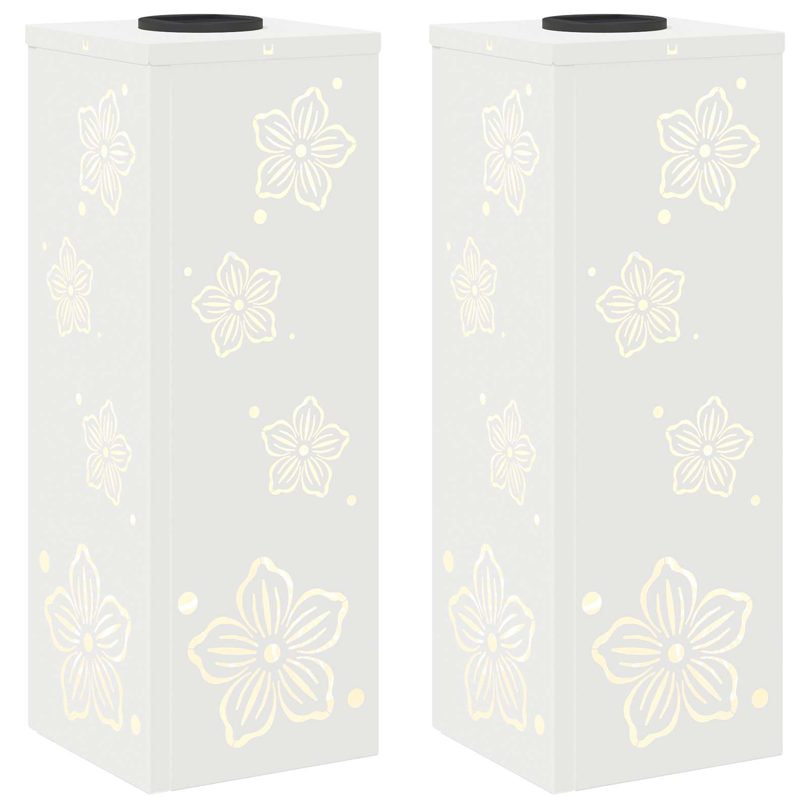 Solar LED Pathway Light 2 pcs White Cold Rolled Steel