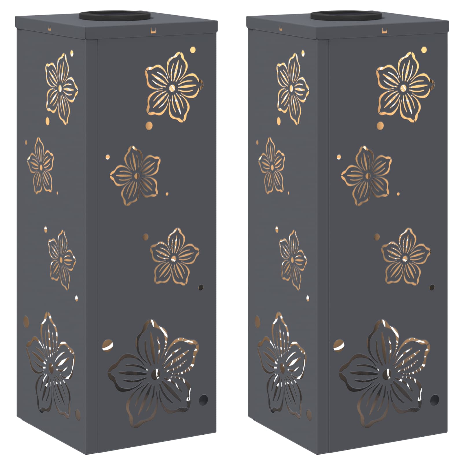 Solar LED Pathway Light 2 pcs Anthracite Cold Rolled Steel