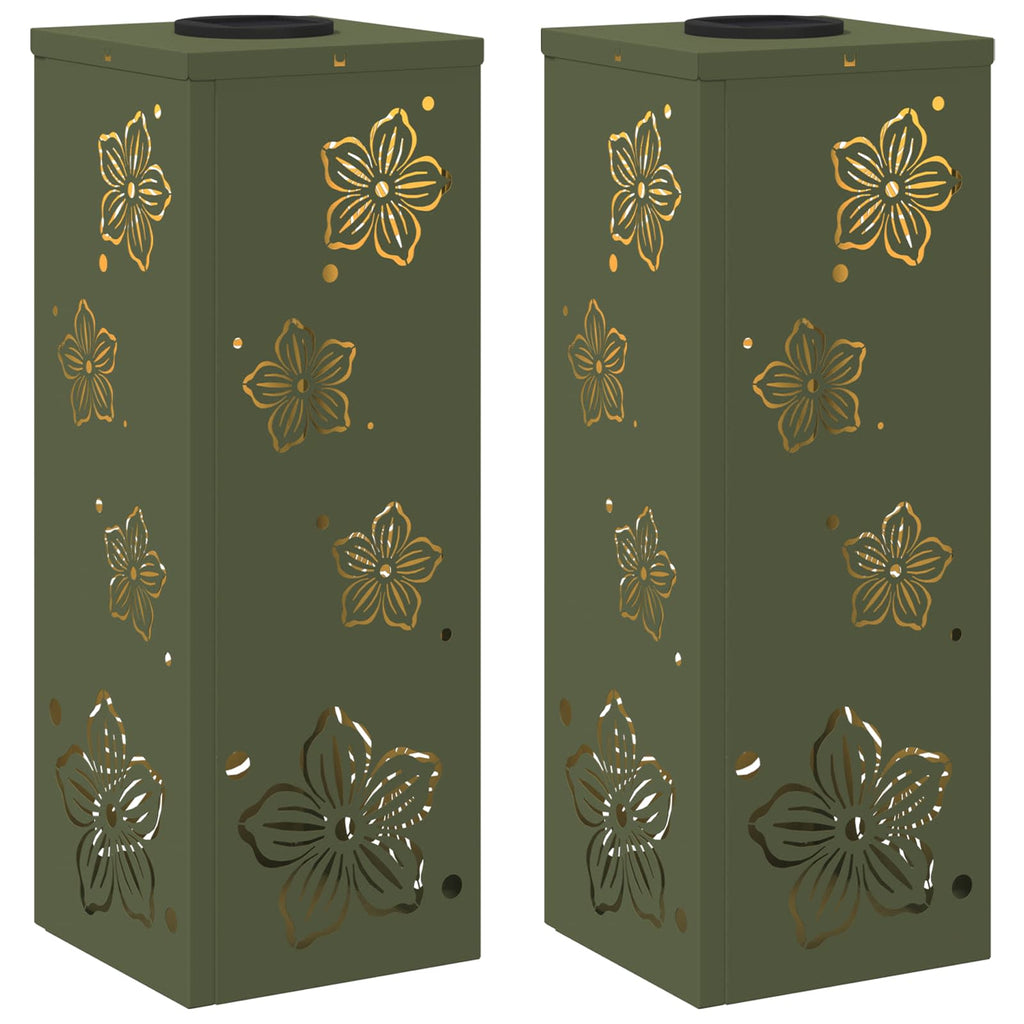 Solar LED Pathway Light 2 pcs Olive Green Cold Rolled Steel