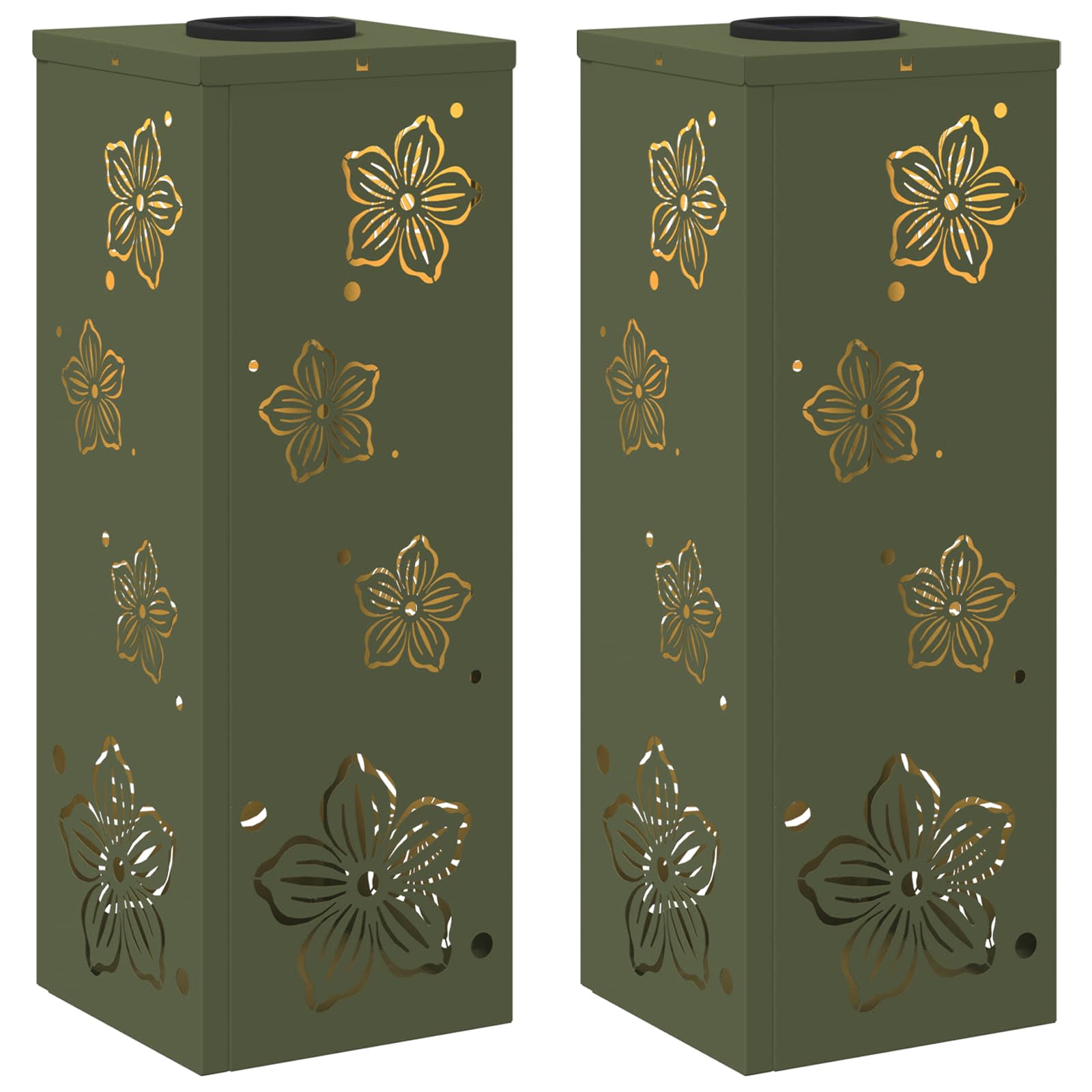 Solar LED Pathway Light 2 pcs Olive Green Cold Rolled Steel