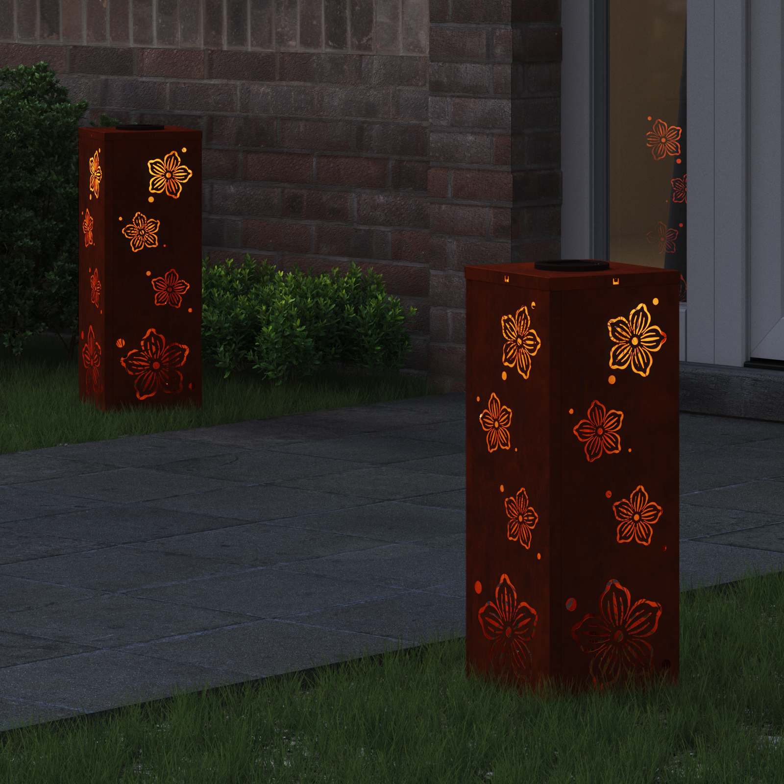 Solar LED Pathway Light 2 pcs Corten Steel Corten Steel