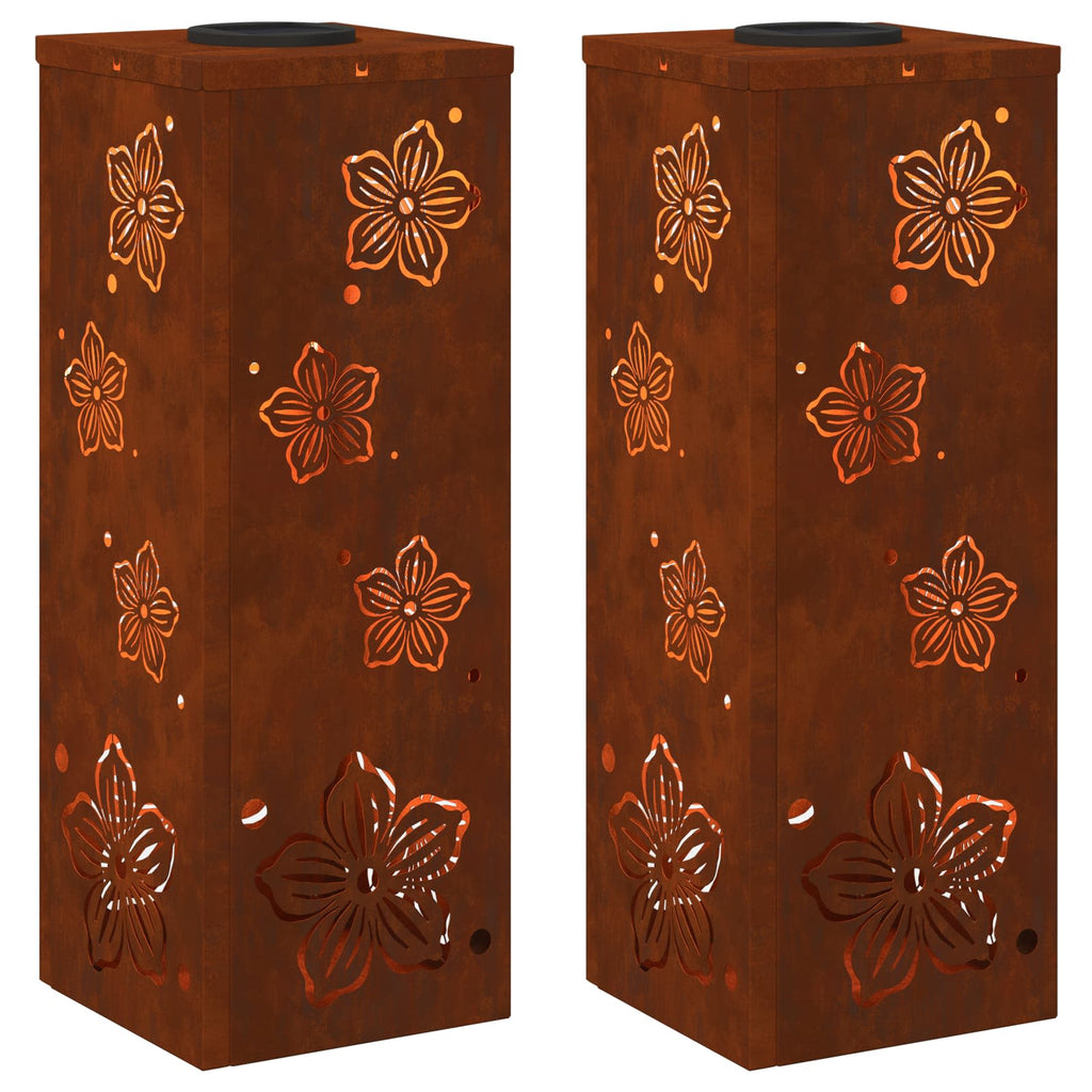 Solar LED Pathway Light 2 pcs Corten Steel Corten Steel