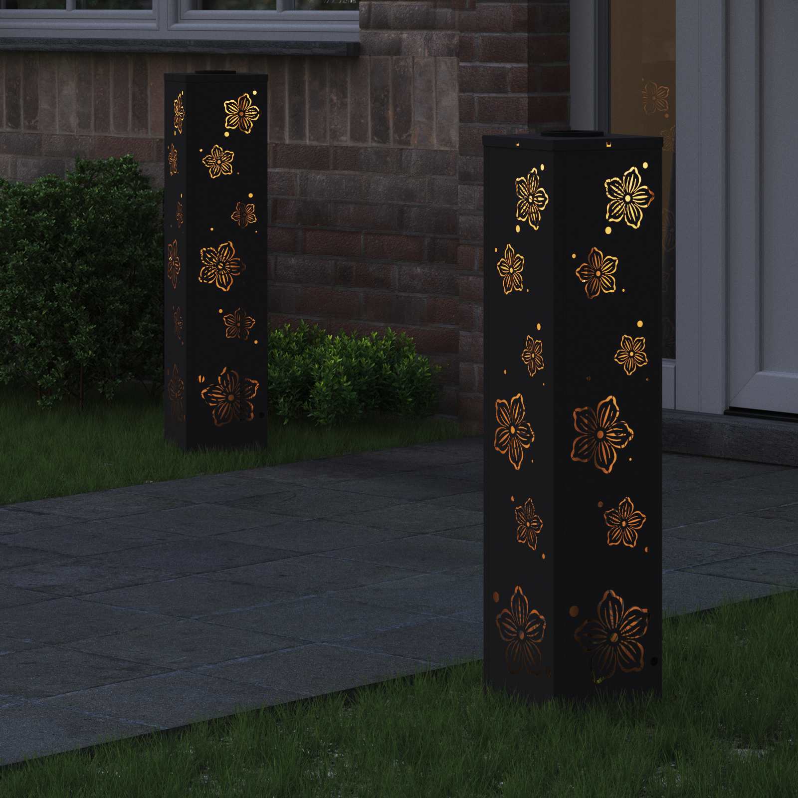 Solar LED Pathway Light 2 pcs Black Cold Rolled Steel