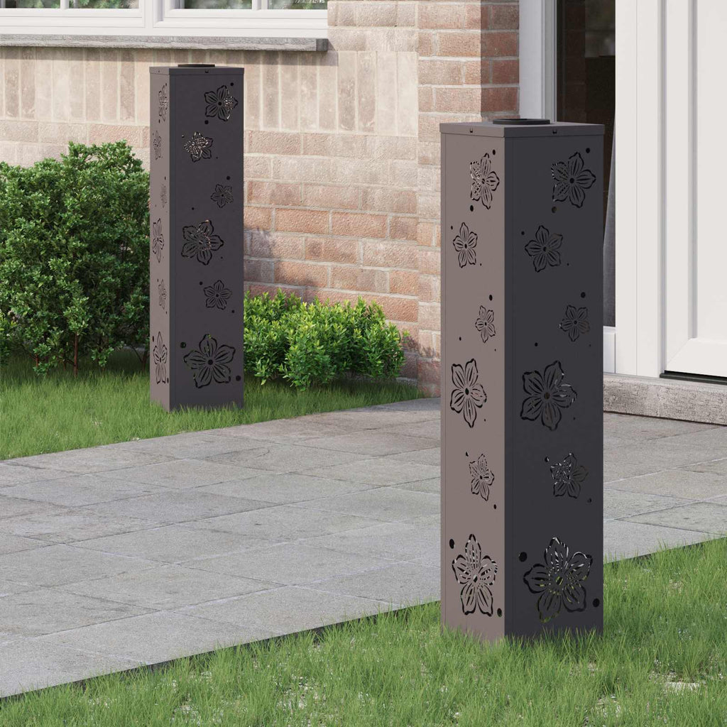 Solar LED Pathway Light 2 pcs Black Cold Rolled Steel