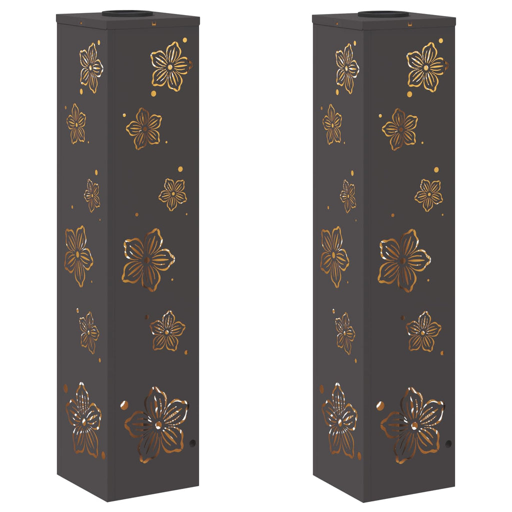 Solar LED Pathway Light 2 pcs Black Cold Rolled Steel