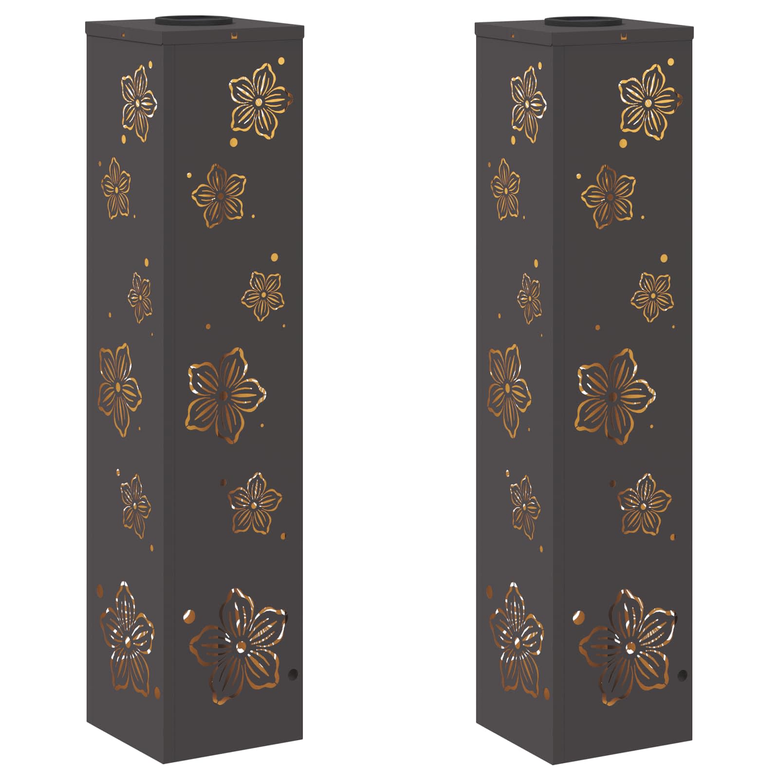 Solar LED Pathway Light 2 pcs Black Cold Rolled Steel