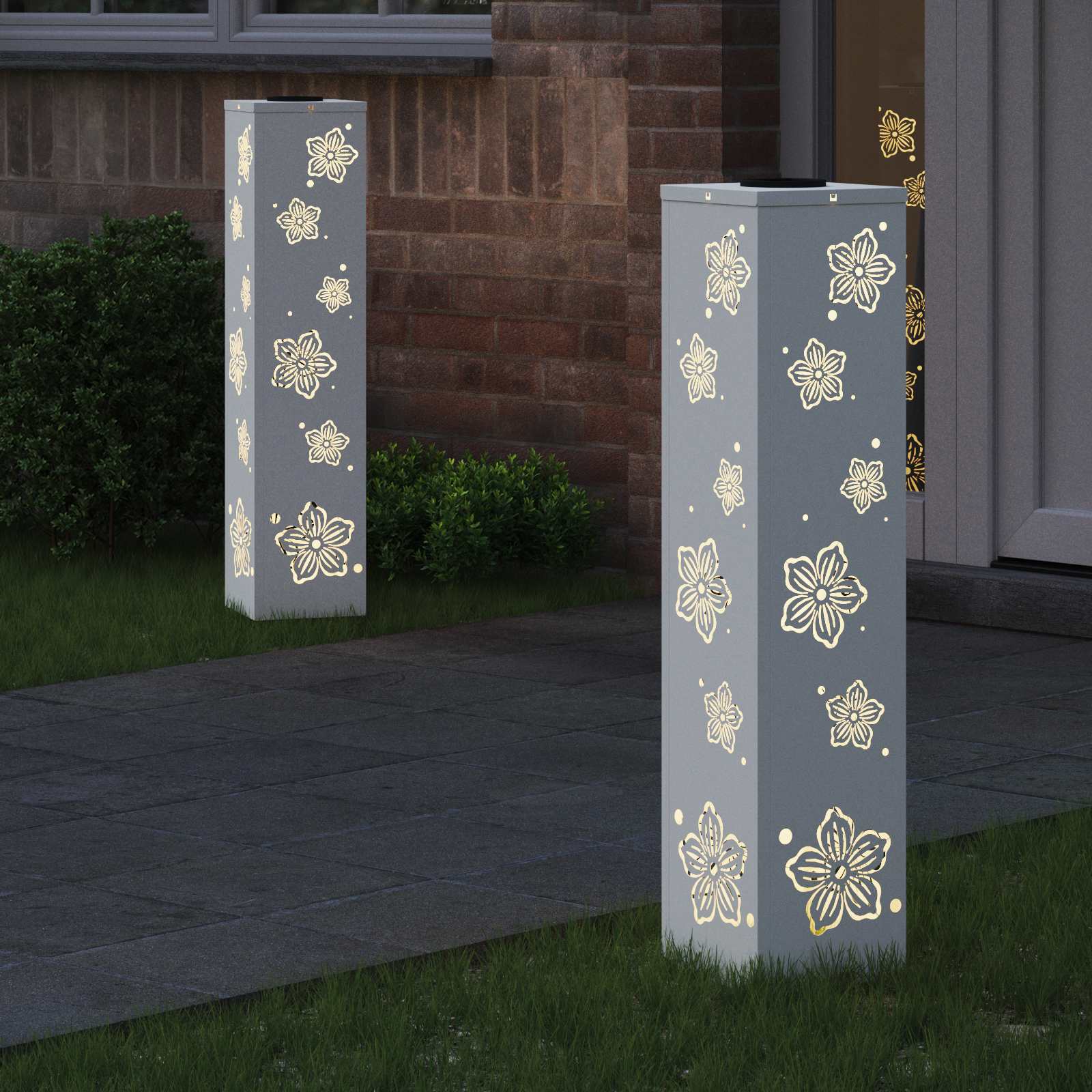 Solar LED Pathway Light 2 pcs White Cold Rolled Steel