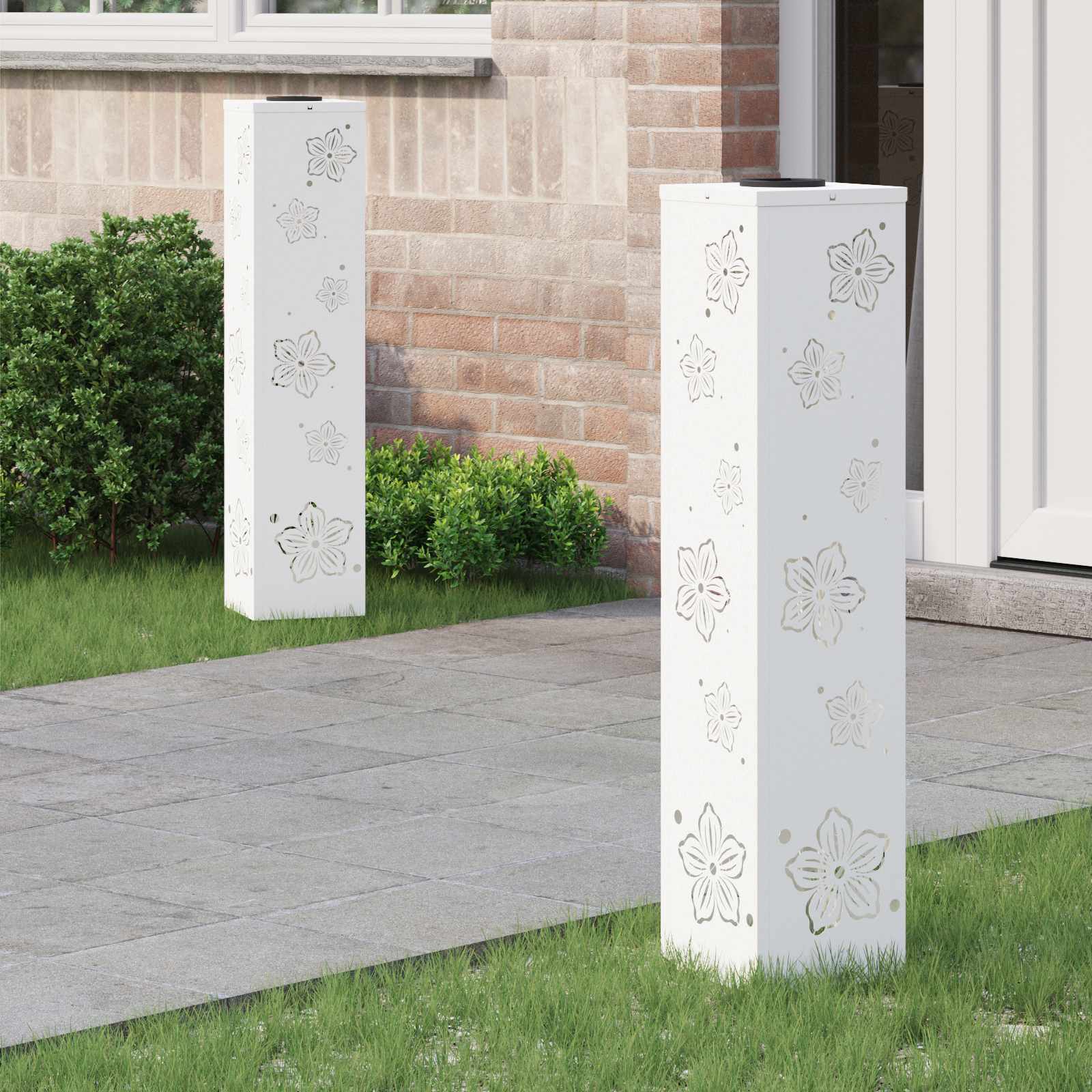 Solar LED Pathway Light 2 pcs White Cold Rolled Steel