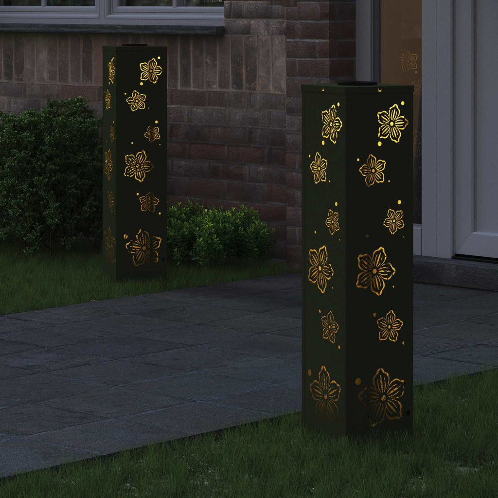 Solar LED Pathway Light 2 pcs Olive Green Cold Rolled Steel