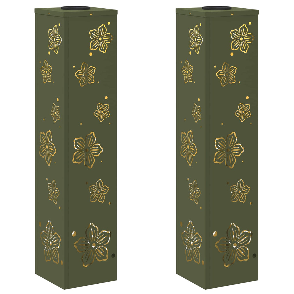 Solar LED Pathway Light 2 pcs Olive Green Cold Rolled Steel