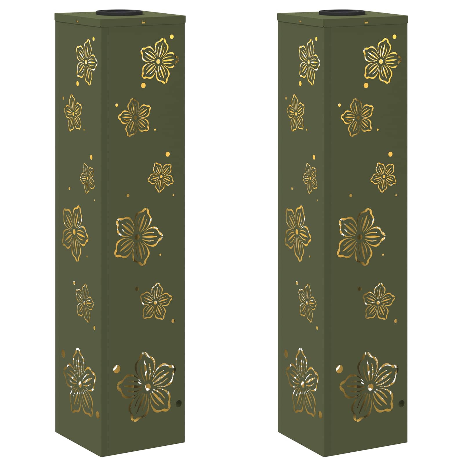 Solar LED Pathway Light 2 pcs Olive Green Cold Rolled Steel