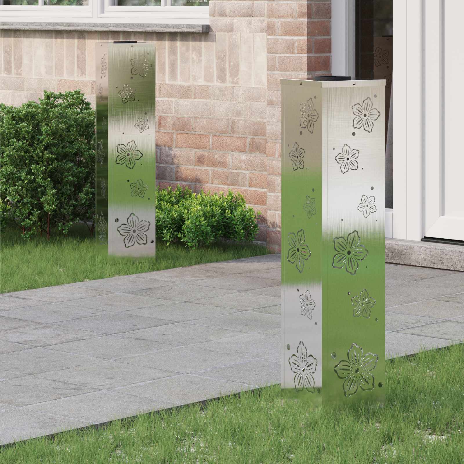 Solar LED Pathway Light 2 pcs Stainless Steel Stainless Steel