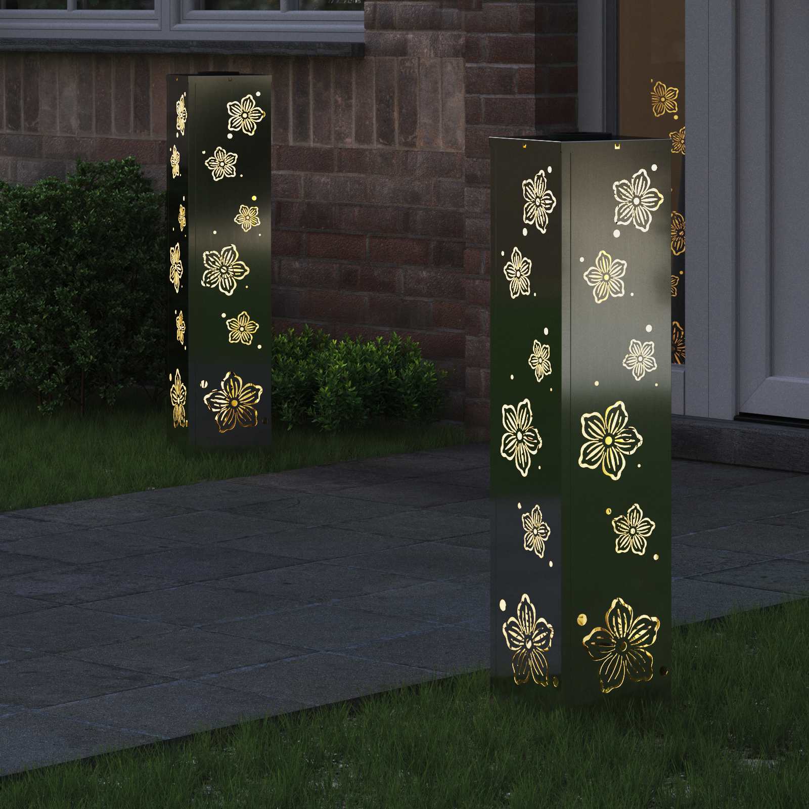 Solar LED Pathway Light 2 pcs Galvanized Galvanized