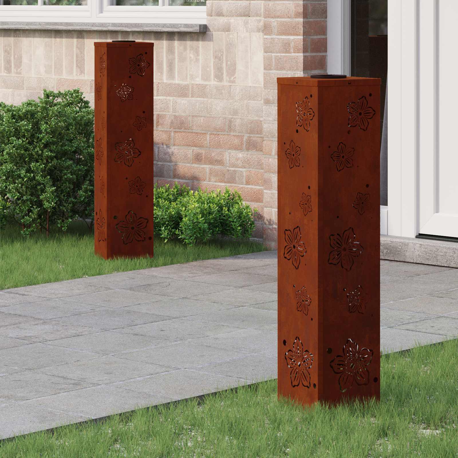 Solar LED Pathway Light 2 pcs Corten Steel Corten Steel