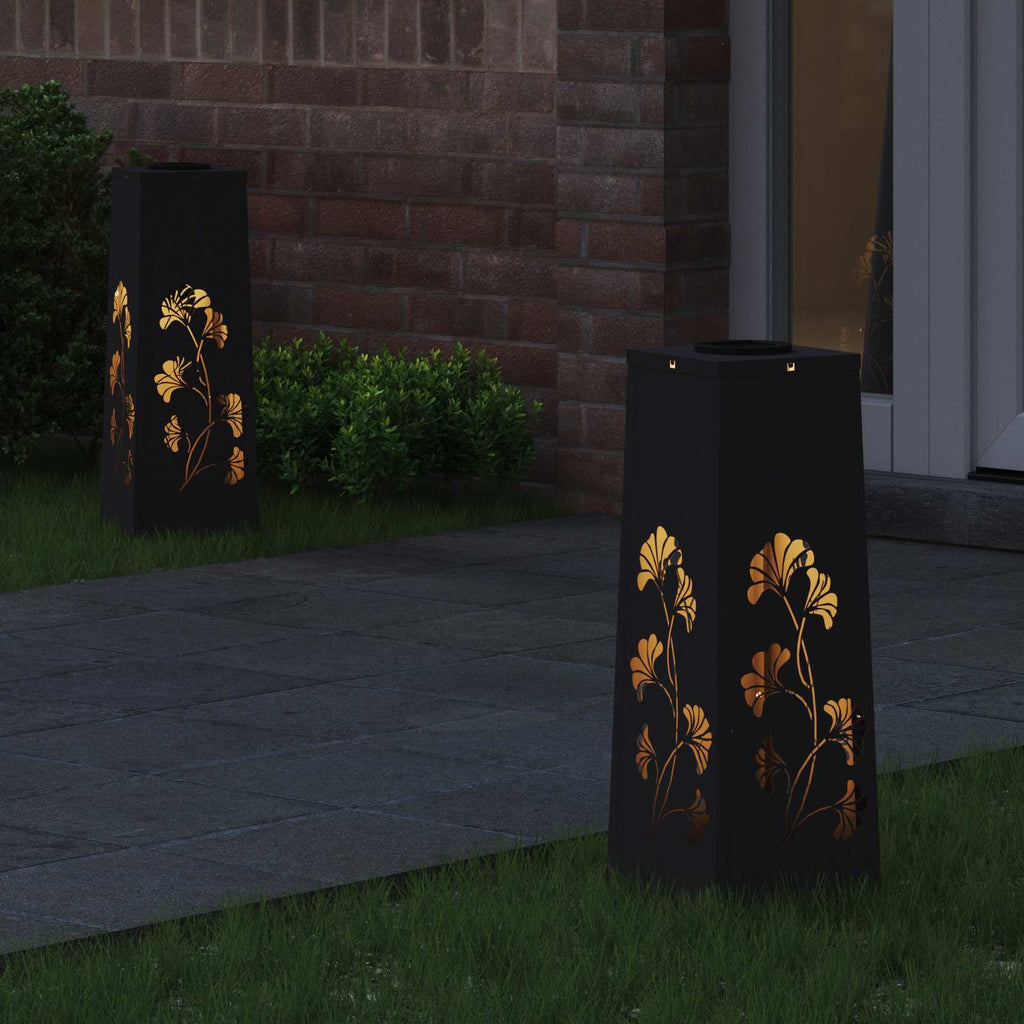 Solar LED Pathway Light 2 pcs Black Cold Rolled Steel