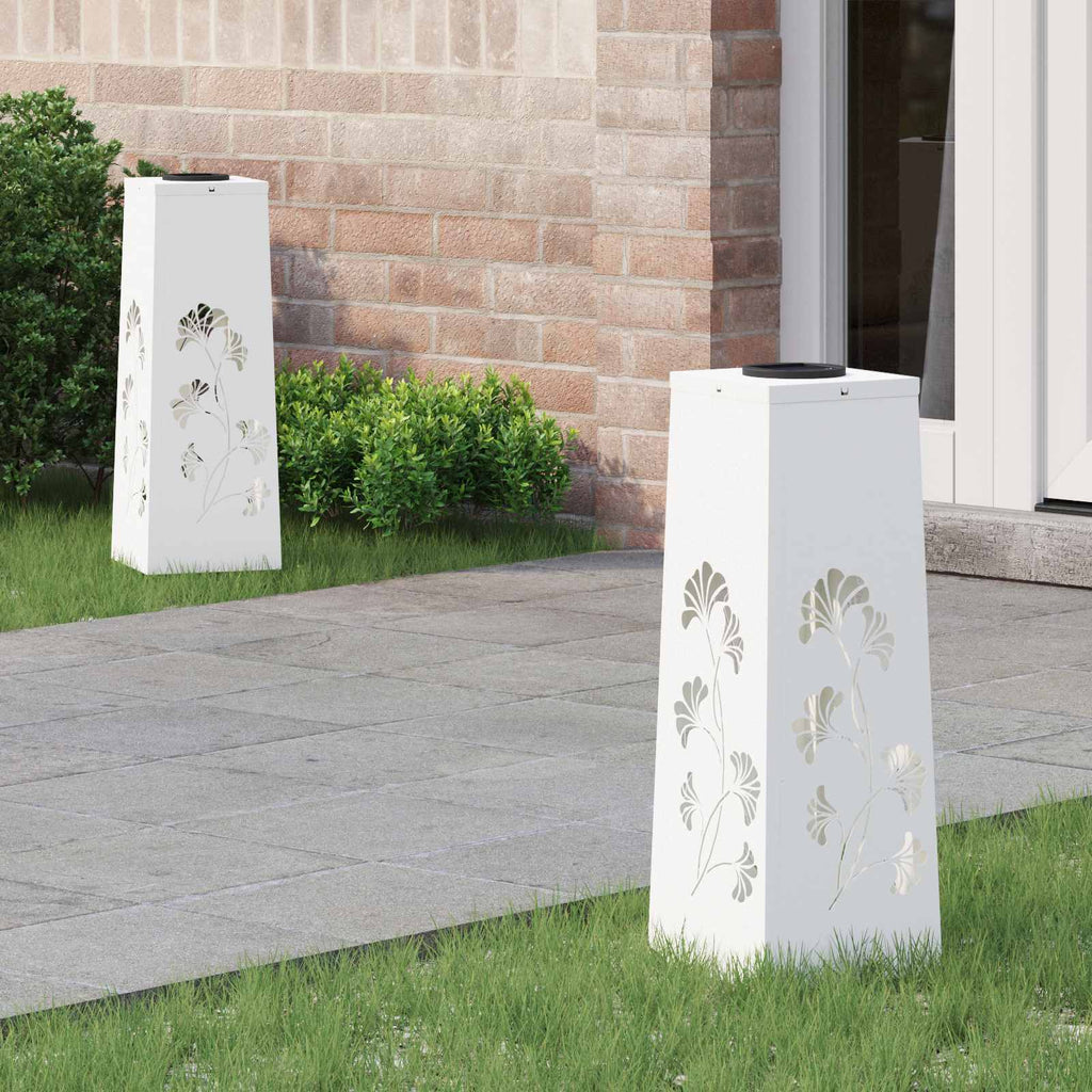 Solar LED Pathway Light 2 pcs White Cold Rolled Steel