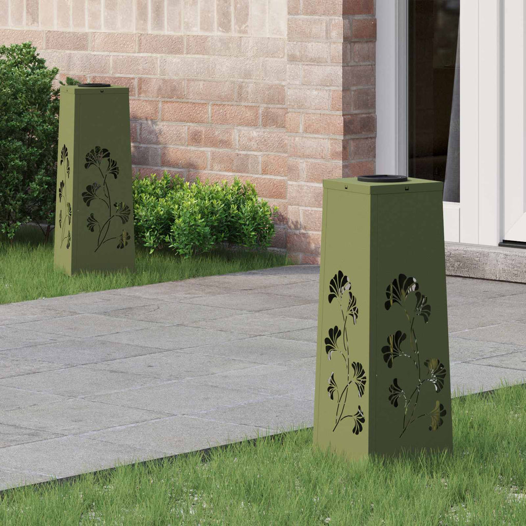 Solar LED Pathway Light 2 pcs Olive Green Cold Rolled Steel