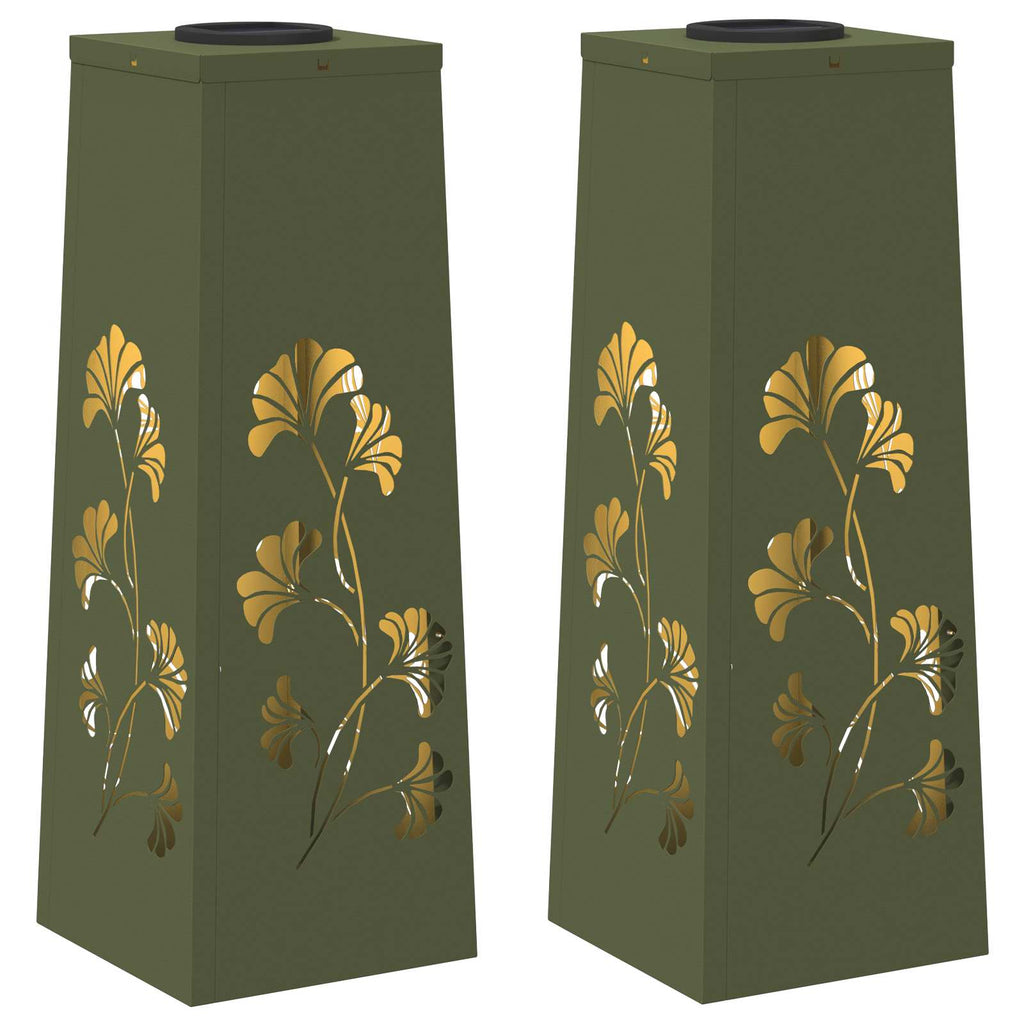 Solar LED Pathway Light 2 pcs Olive Green Cold Rolled Steel