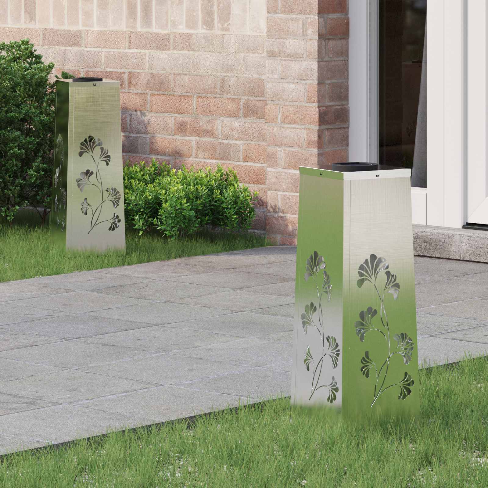 Solar LED Pathway Light 2 pcs Stainless Steel Stainless Steel