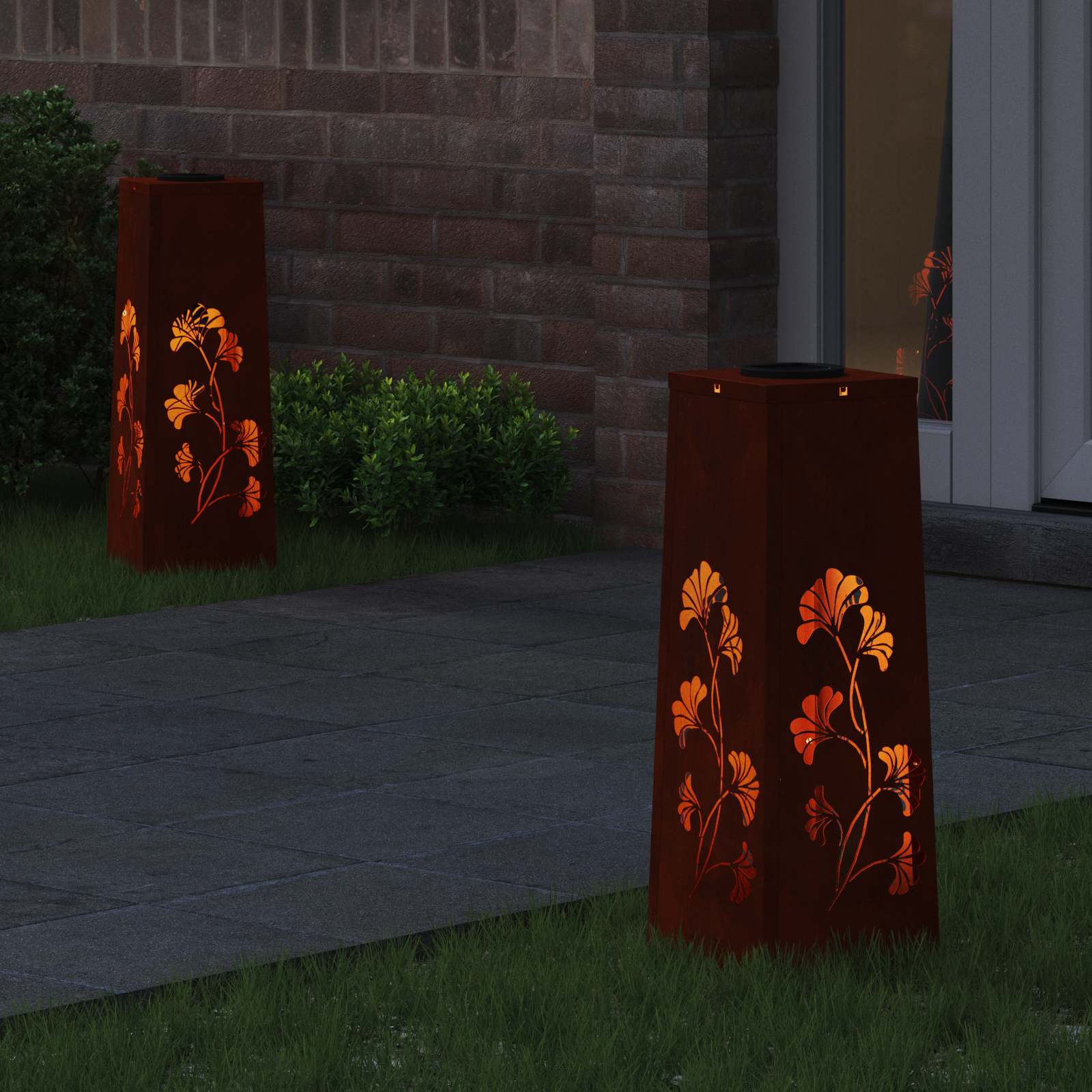 Solar LED Pathway Light 2 pcs Corten Steel Corten Steel