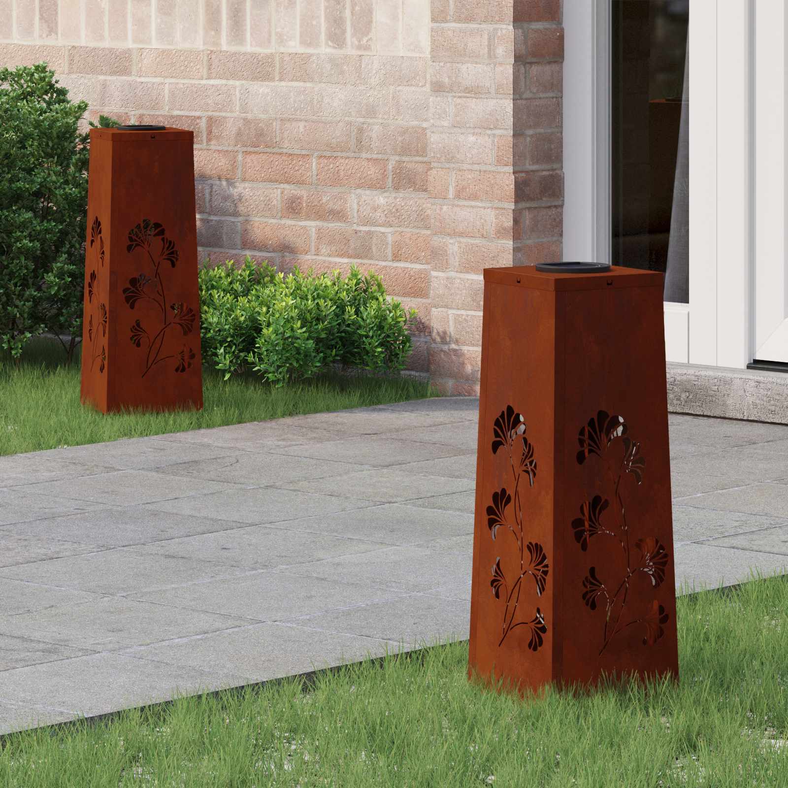 Solar LED Pathway Light 2 pcs Corten Steel Corten Steel