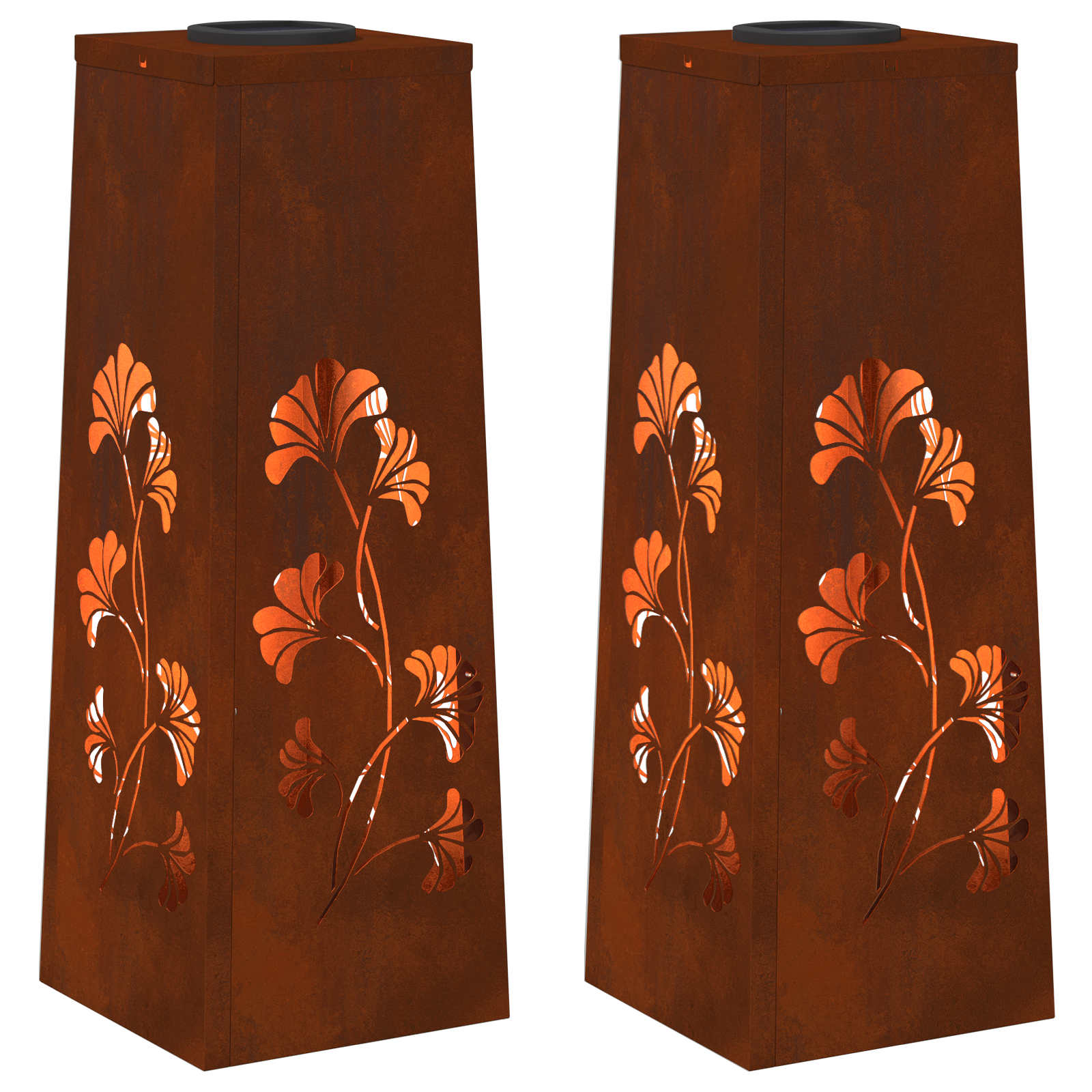 Solar LED Pathway Light 2 pcs Corten Steel Corten Steel