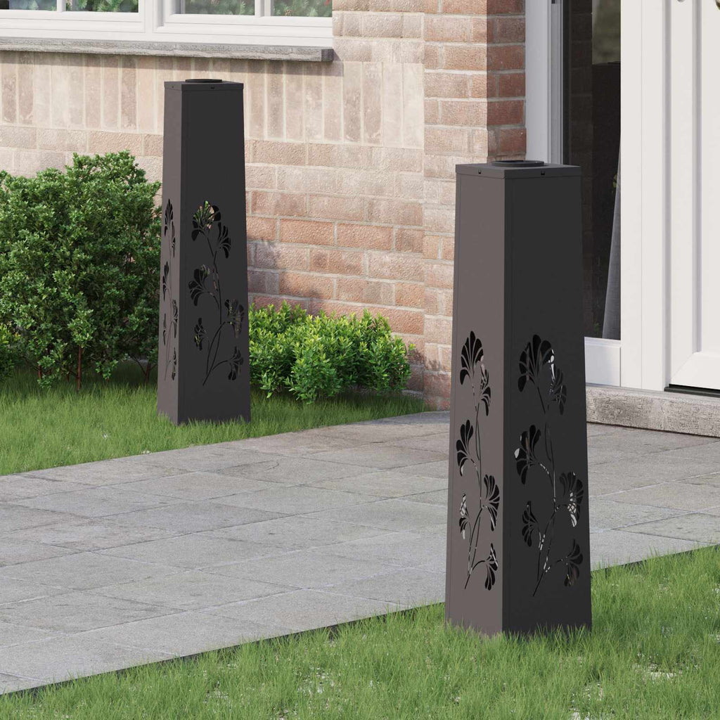 Solar LED Pathway Light 2 pcs Black Cold Rolled Steel