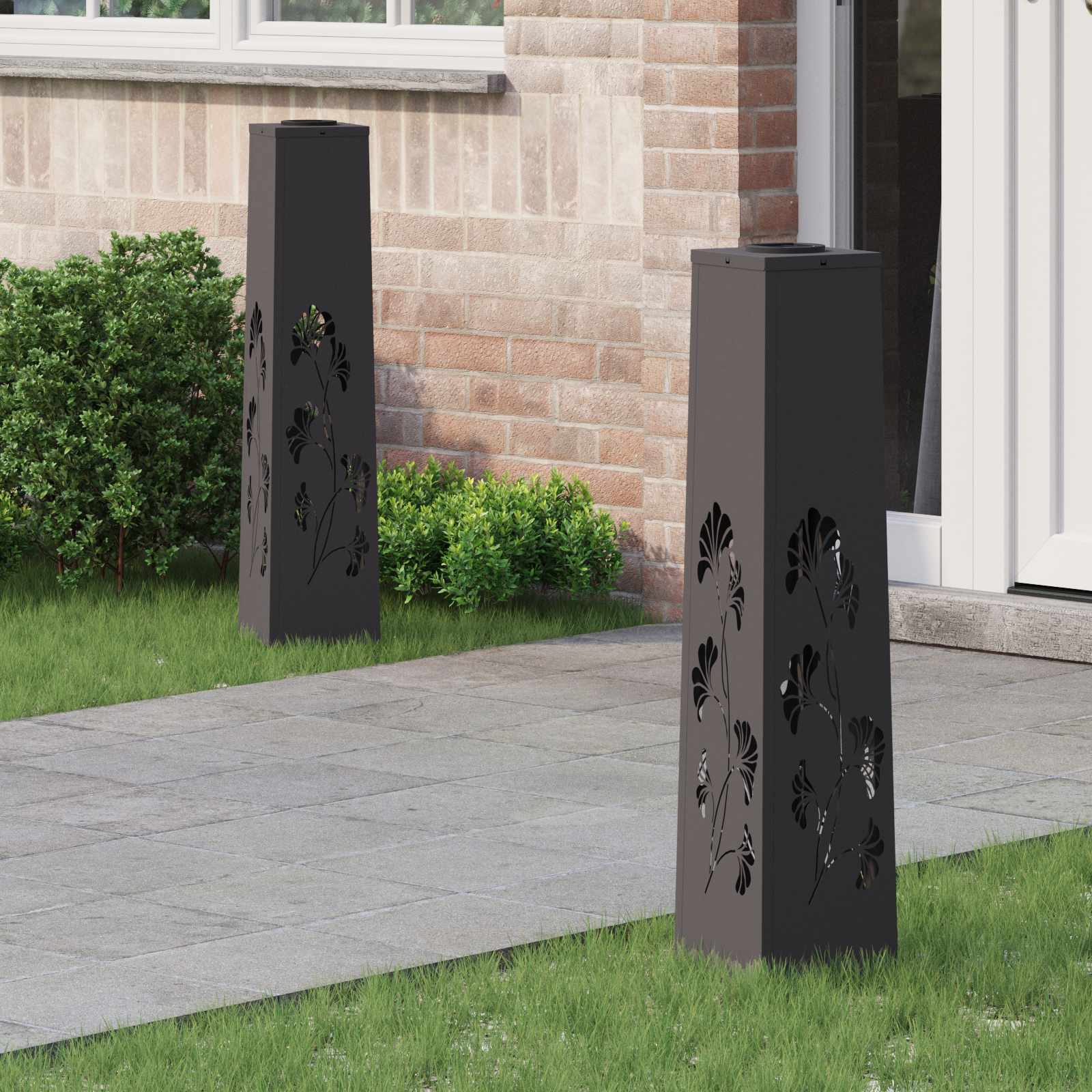 Solar LED Pathway Light 2 pcs Black Cold Rolled Steel