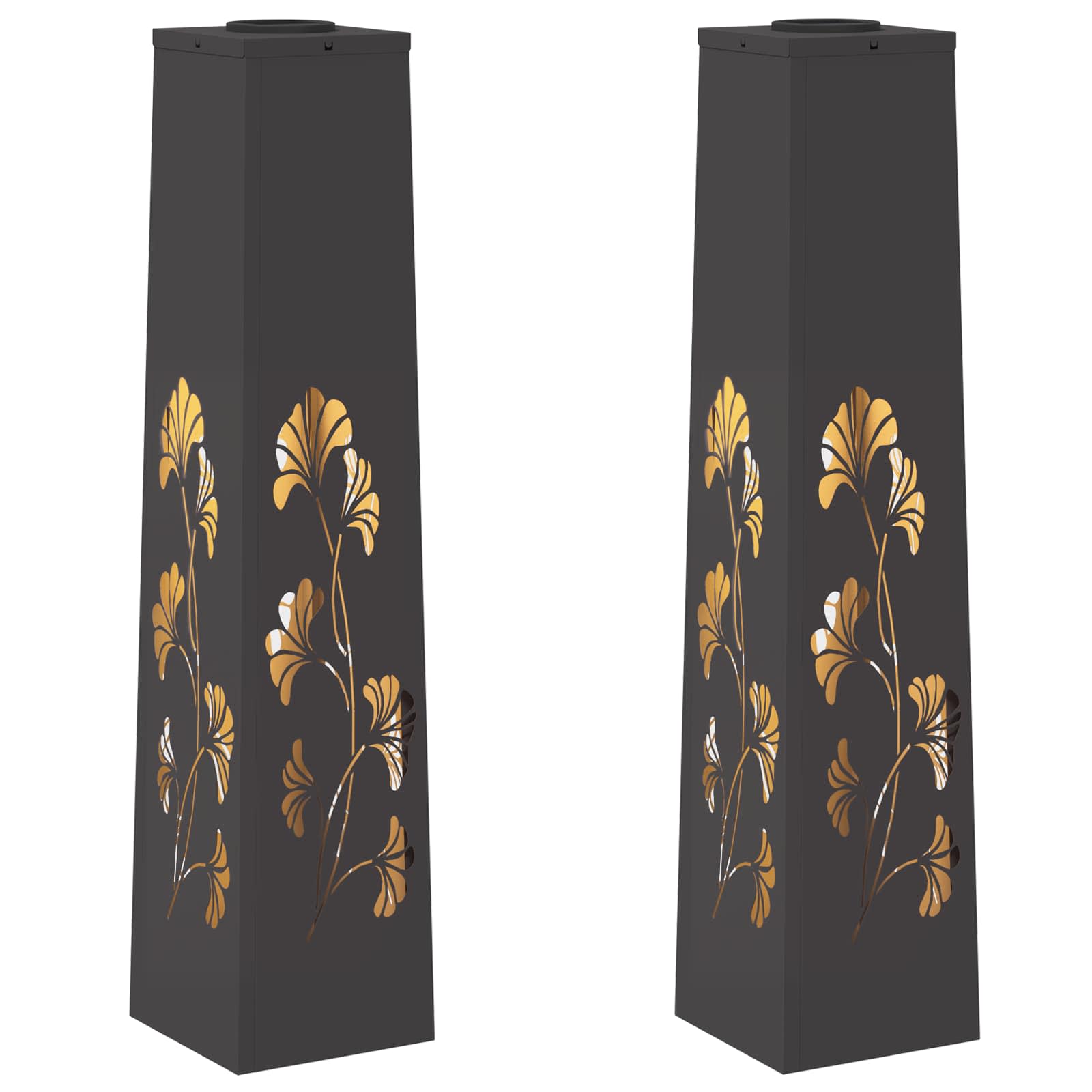 Solar LED Pathway Light 2 pcs Black Cold Rolled Steel