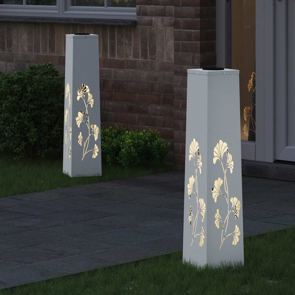 Solar LED Pathway Light 2 pcs White Cold Rolled Steel