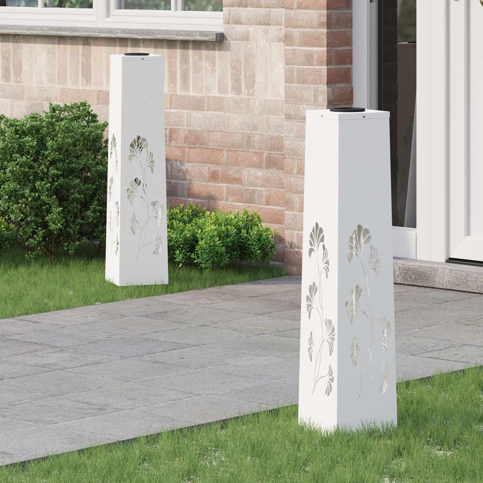 Solar LED Pathway Light 2 pcs White Cold Rolled Steel