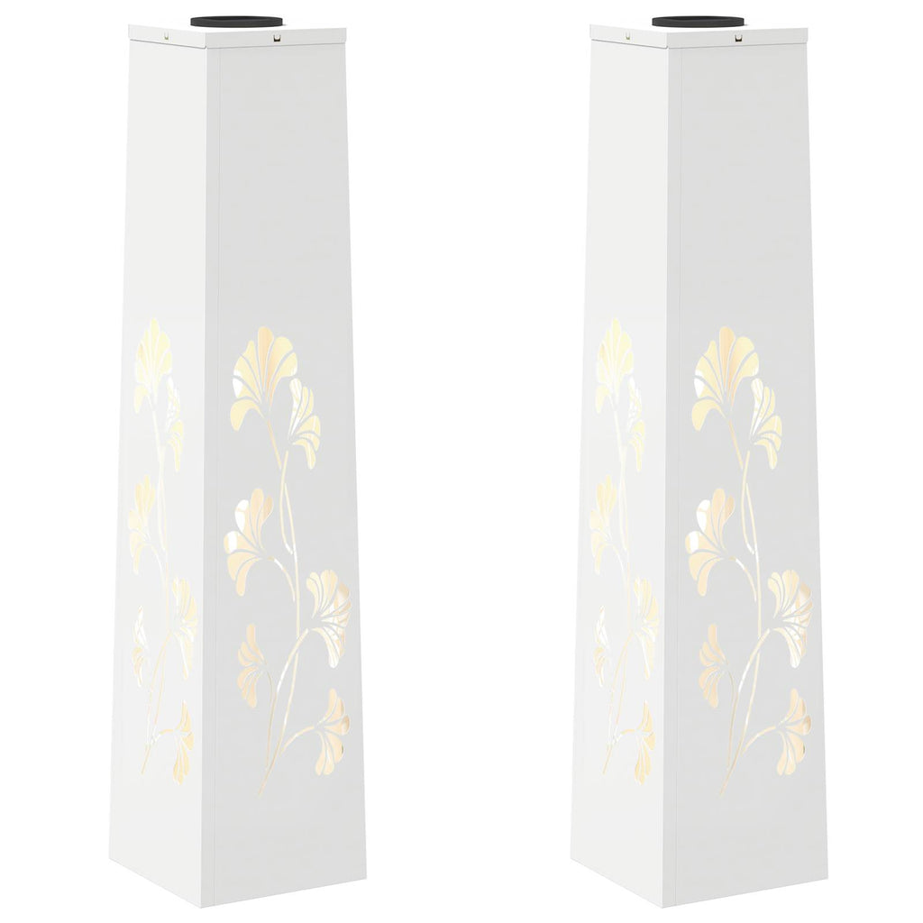 Solar LED Pathway Light 2 pcs White Cold Rolled Steel