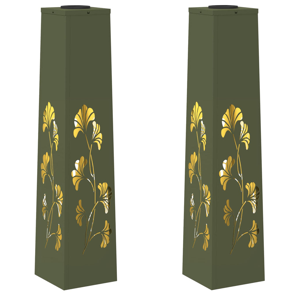 Solar LED Pathway Light 2 pcs Olive Green Cold Rolled Steel