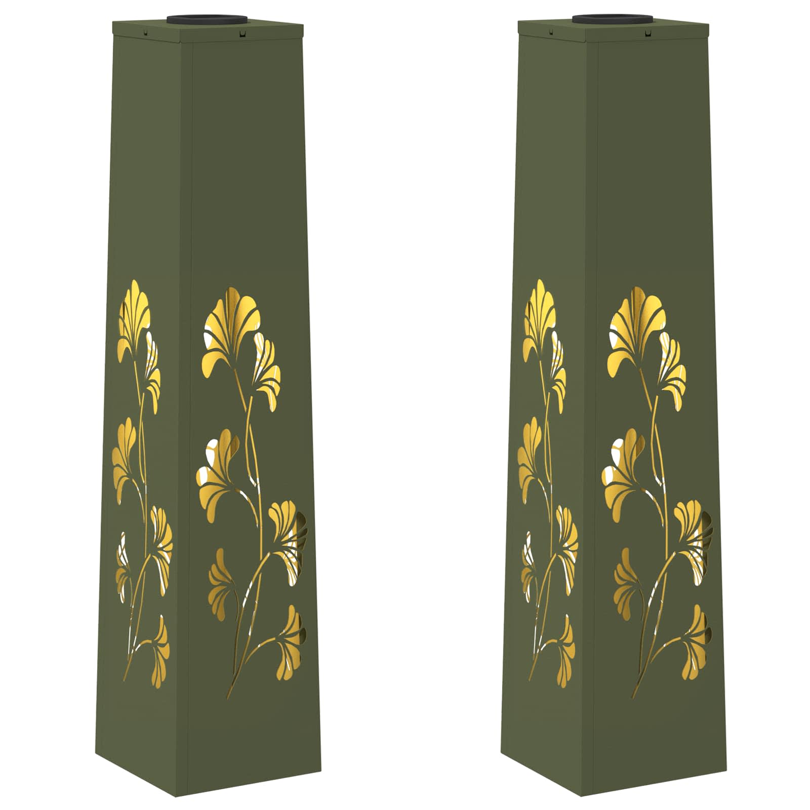 Solar LED Pathway Light 2 pcs Olive Green Cold Rolled Steel