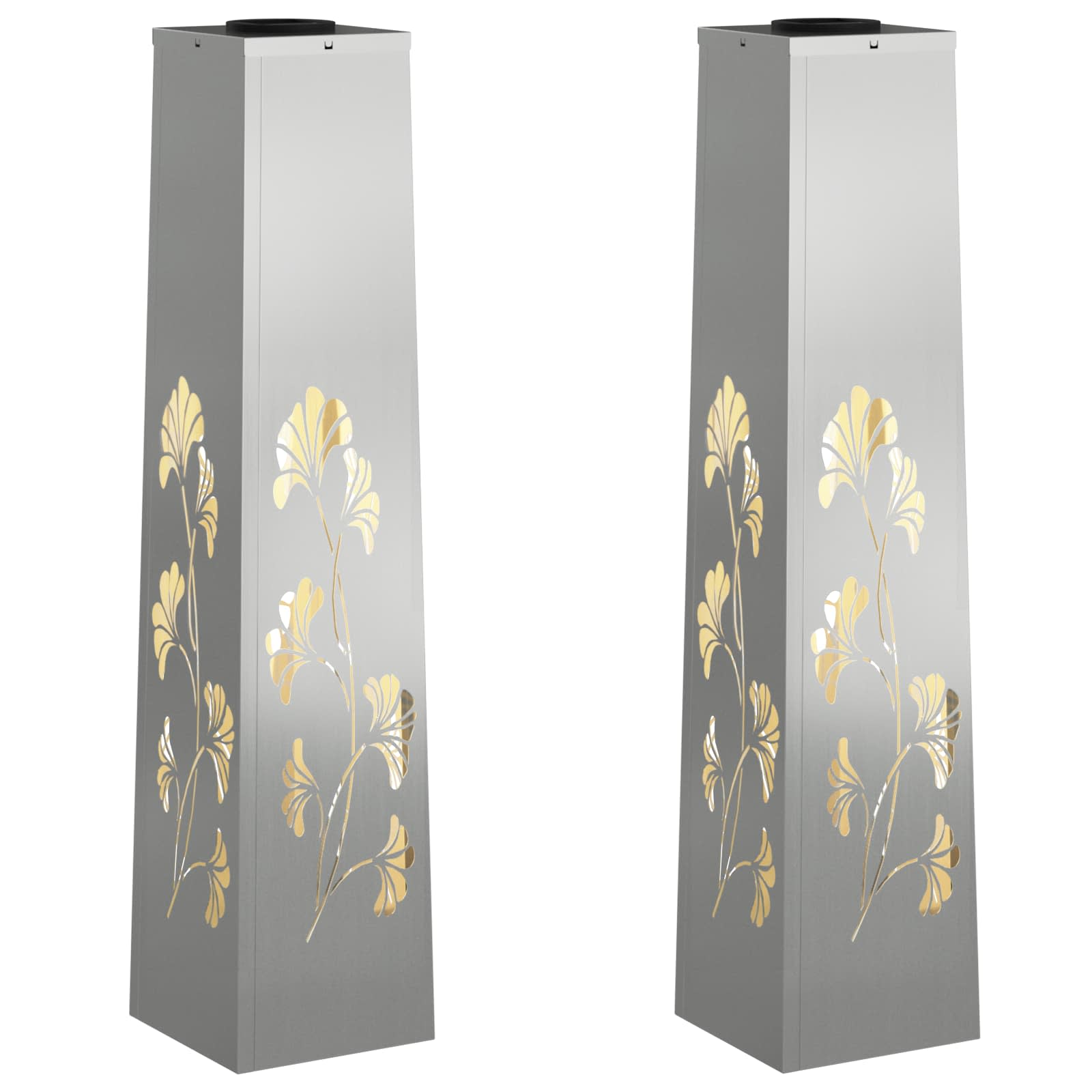 Solar LED Pathway Light 2 pcs Galvanized Galvanized