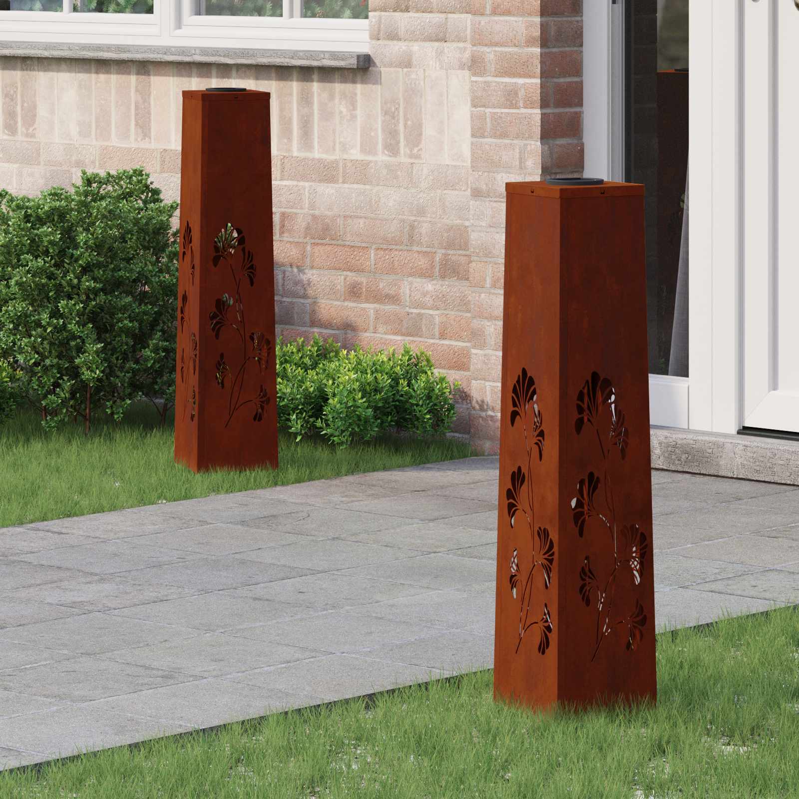 Solar LED Pathway Light 2 pcs Corten Steel Corten Steel