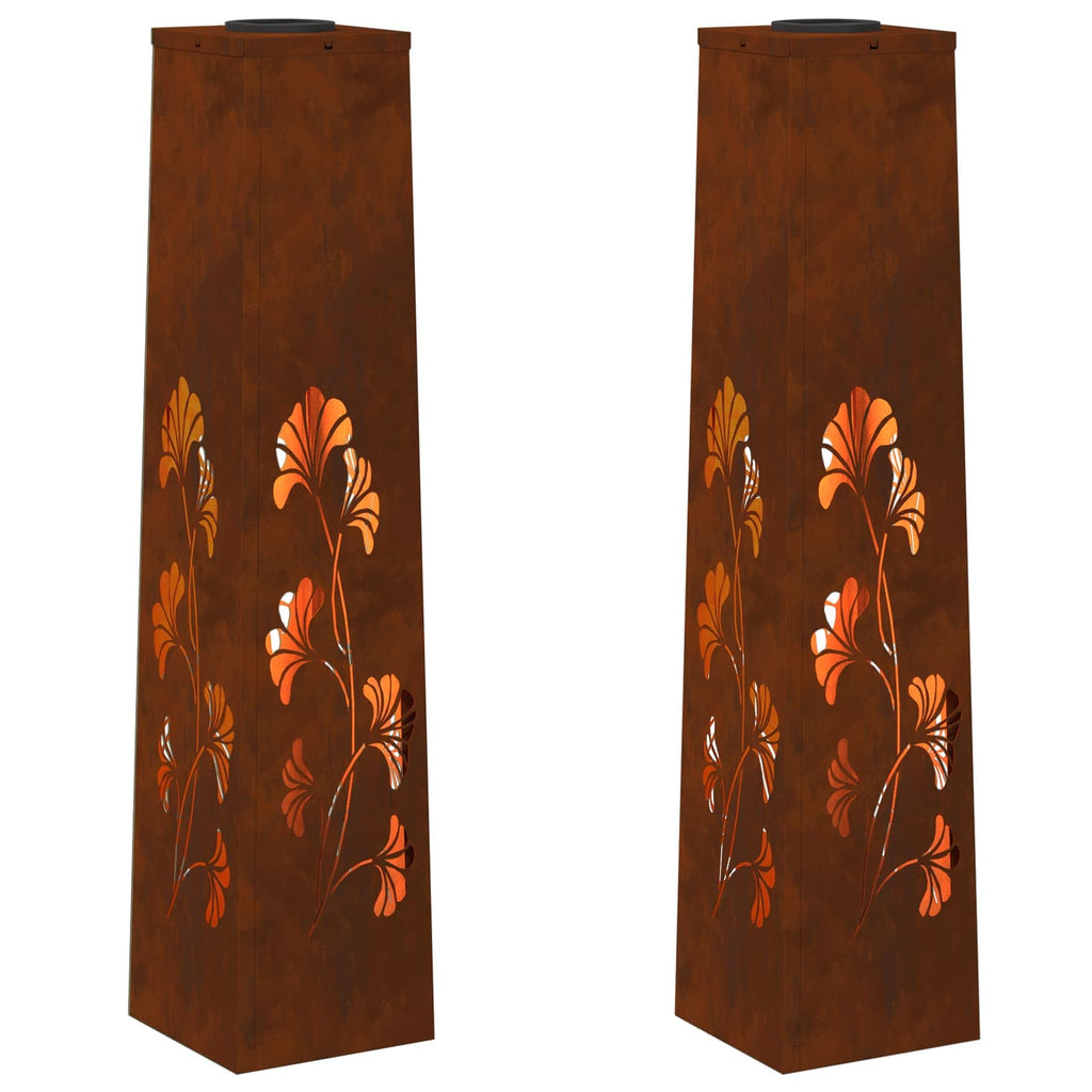 Solar LED Pathway Light 2 pcs Corten Steel Corten Steel