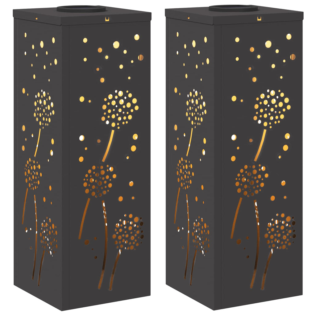 Solar LED Pathway Light 2 pcs Black Cold Rolled Steel